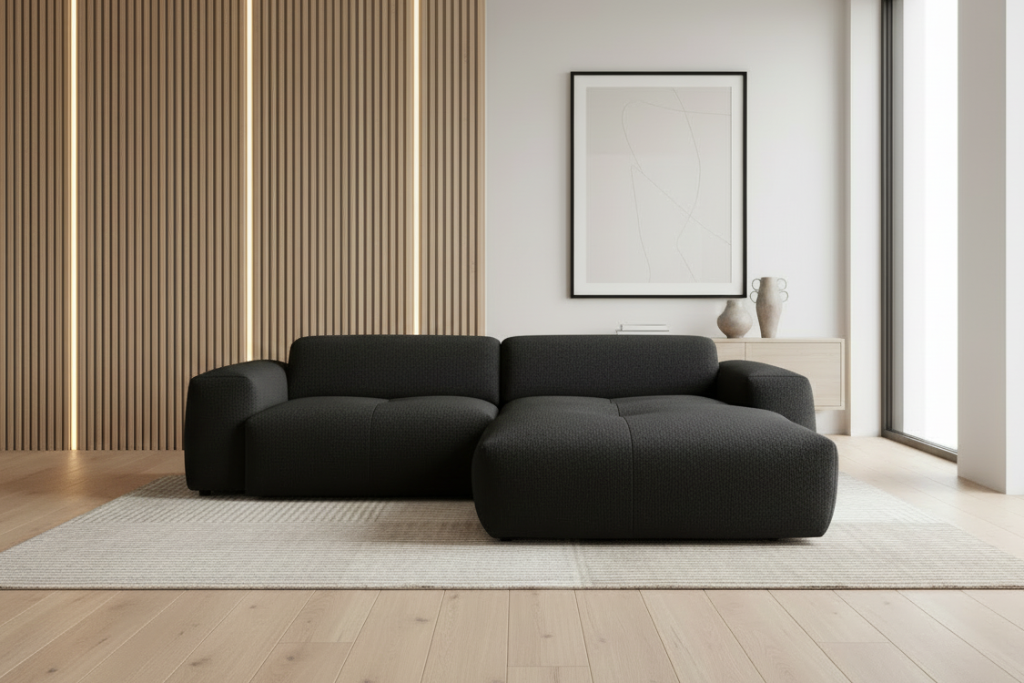 Designer Ecksofa Calm modular 3-Sitzer in Bouclé