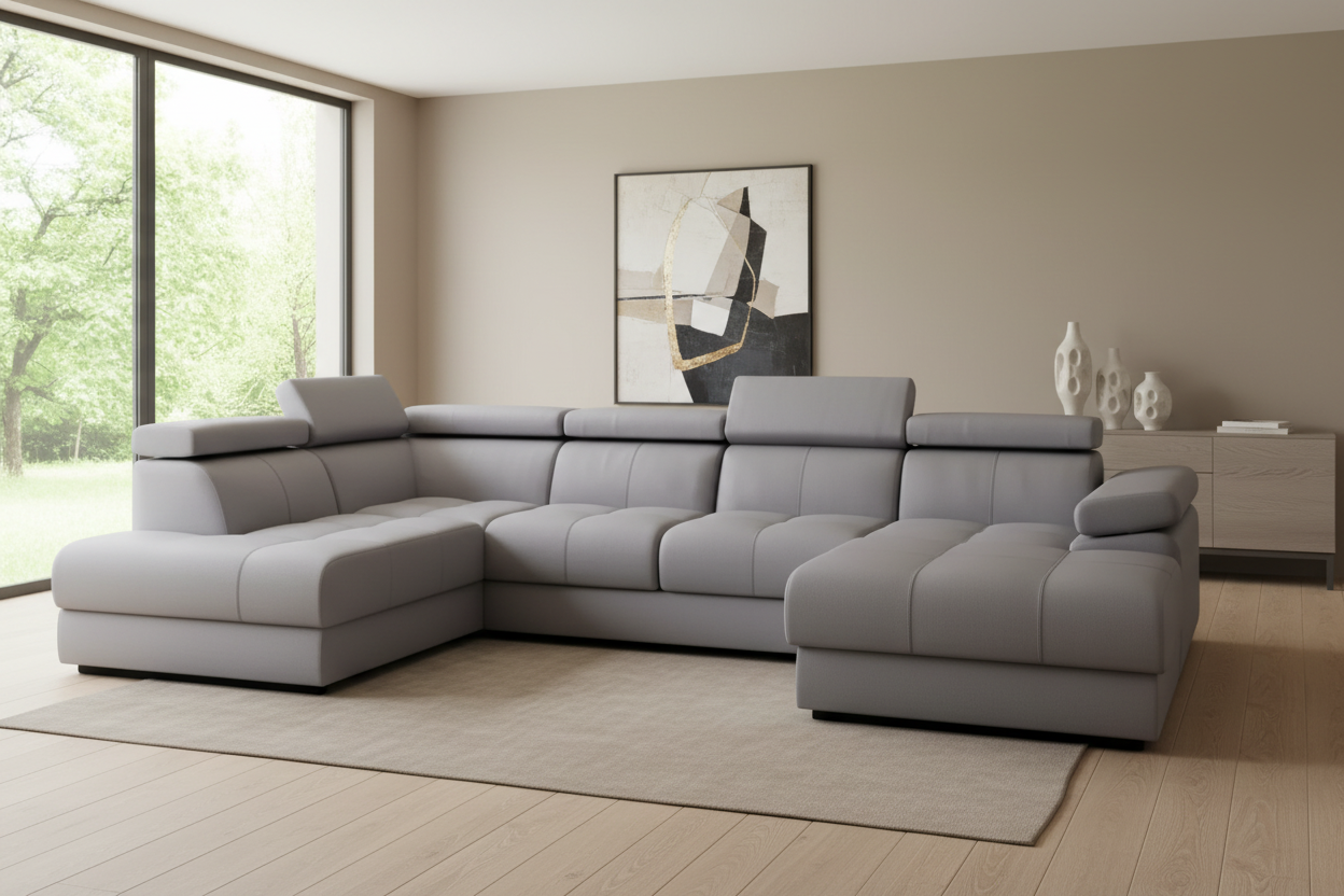 Designer Ecksofa Lizbona III mit Schlaffunktion & Bettkasten in Samt