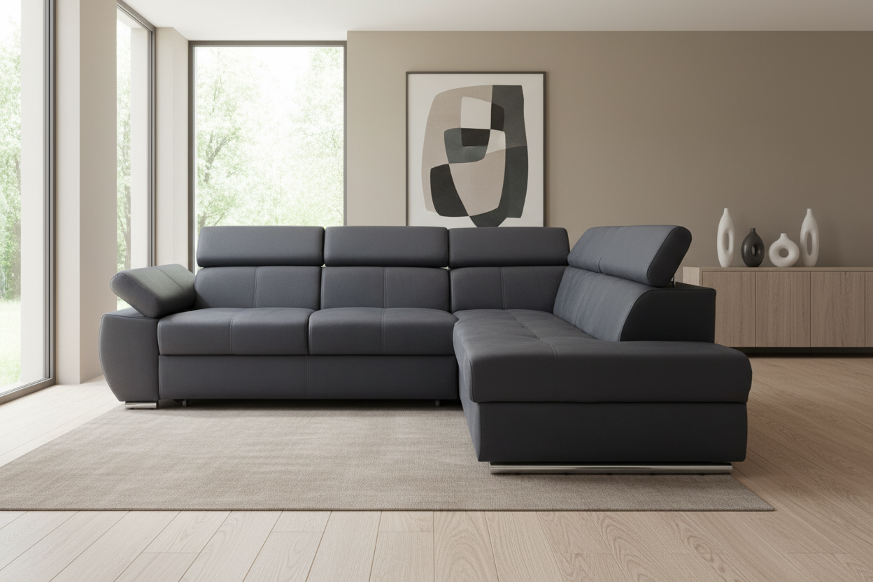 Designer Ecksofa Lizbona II mit Schlaffunktion & Bettkasten in Samt