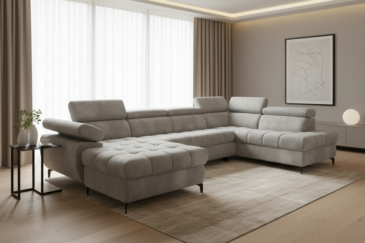 Lugano III Ecksofa Hellgrau Schräg