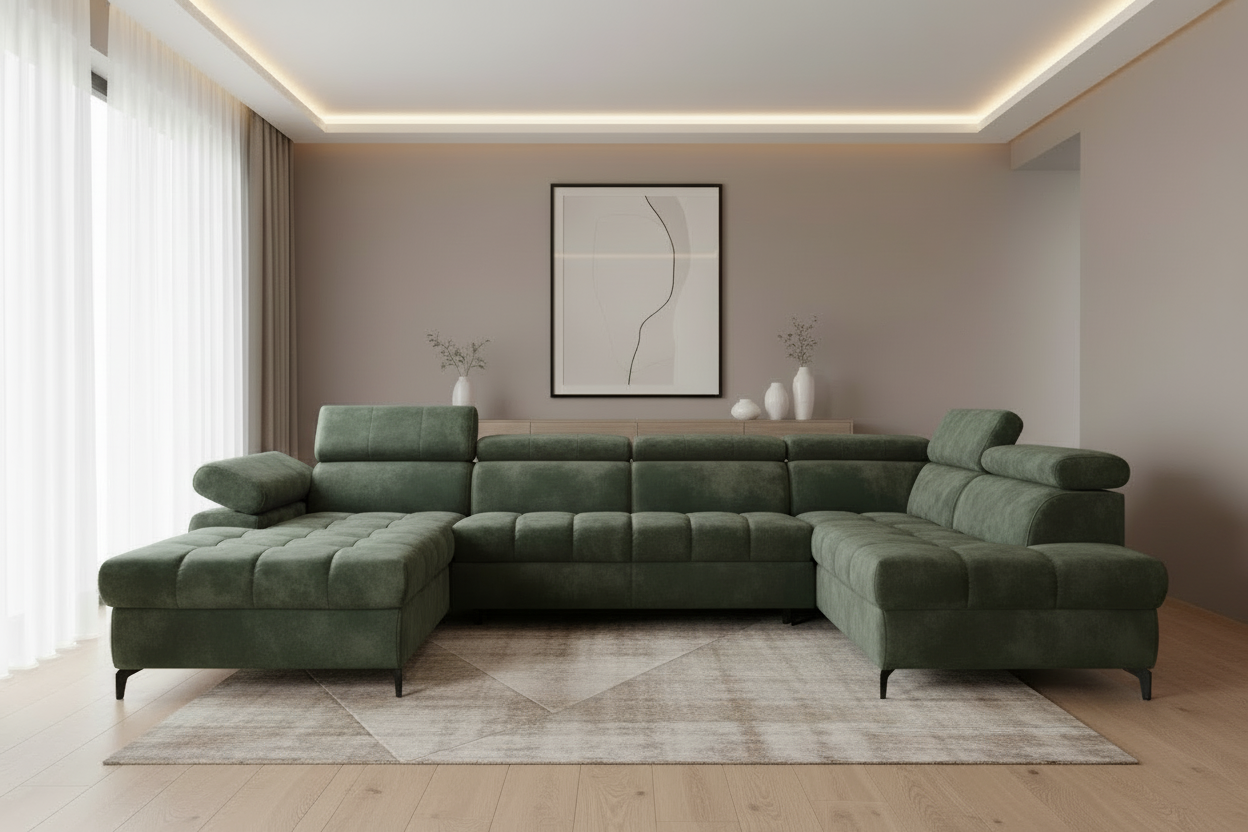 Lugano III Ecksofa Olivgrün Frontal