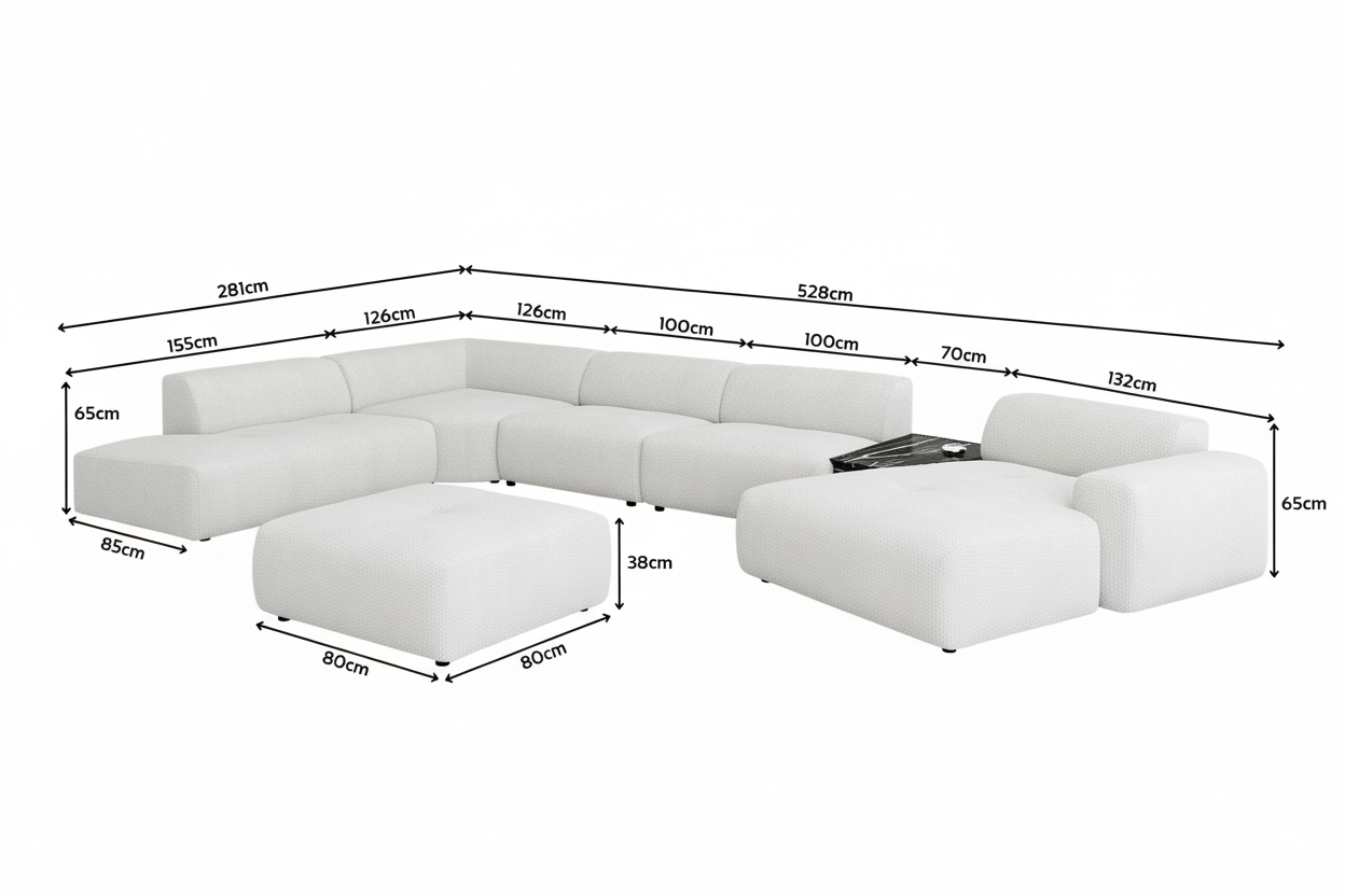 Modulares L-Sofa in Weiß