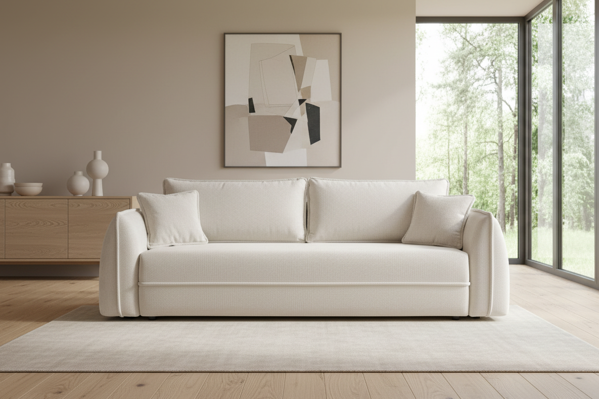Designer Sofa Moho mit Schlaf- und Klappfunktion in Stoff