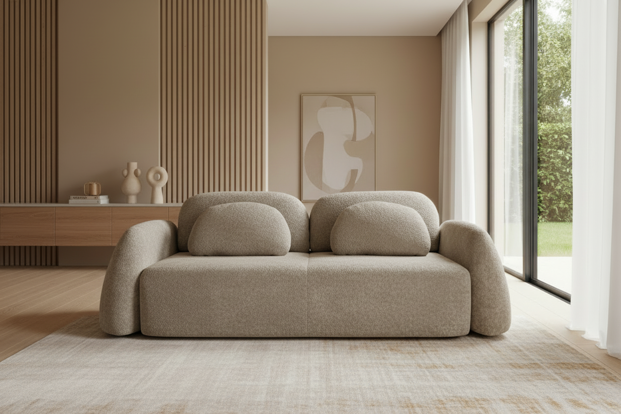 Monsoon Sofa in Greige/Taupe Bouclé