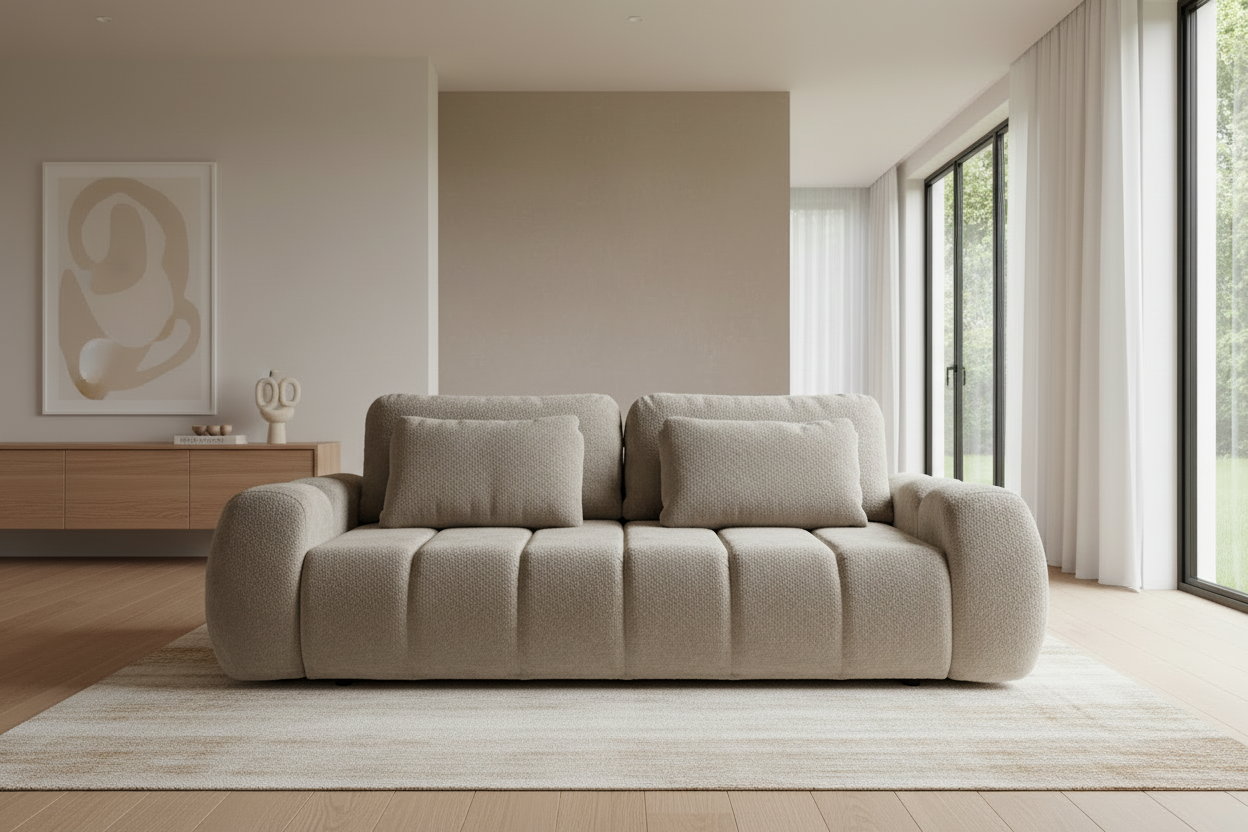 Mooma Sofa in Greige/Taupe Bouclé