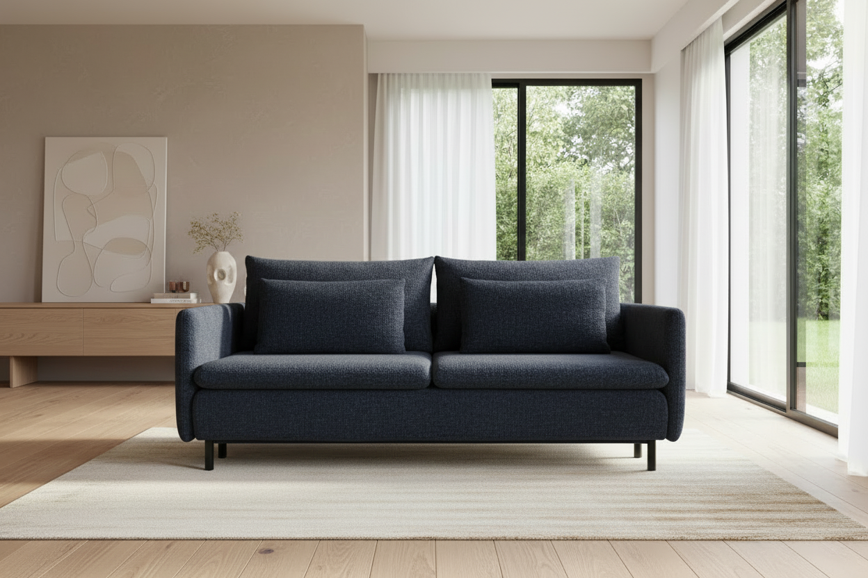 Mora Sofa in Blue Bouclé