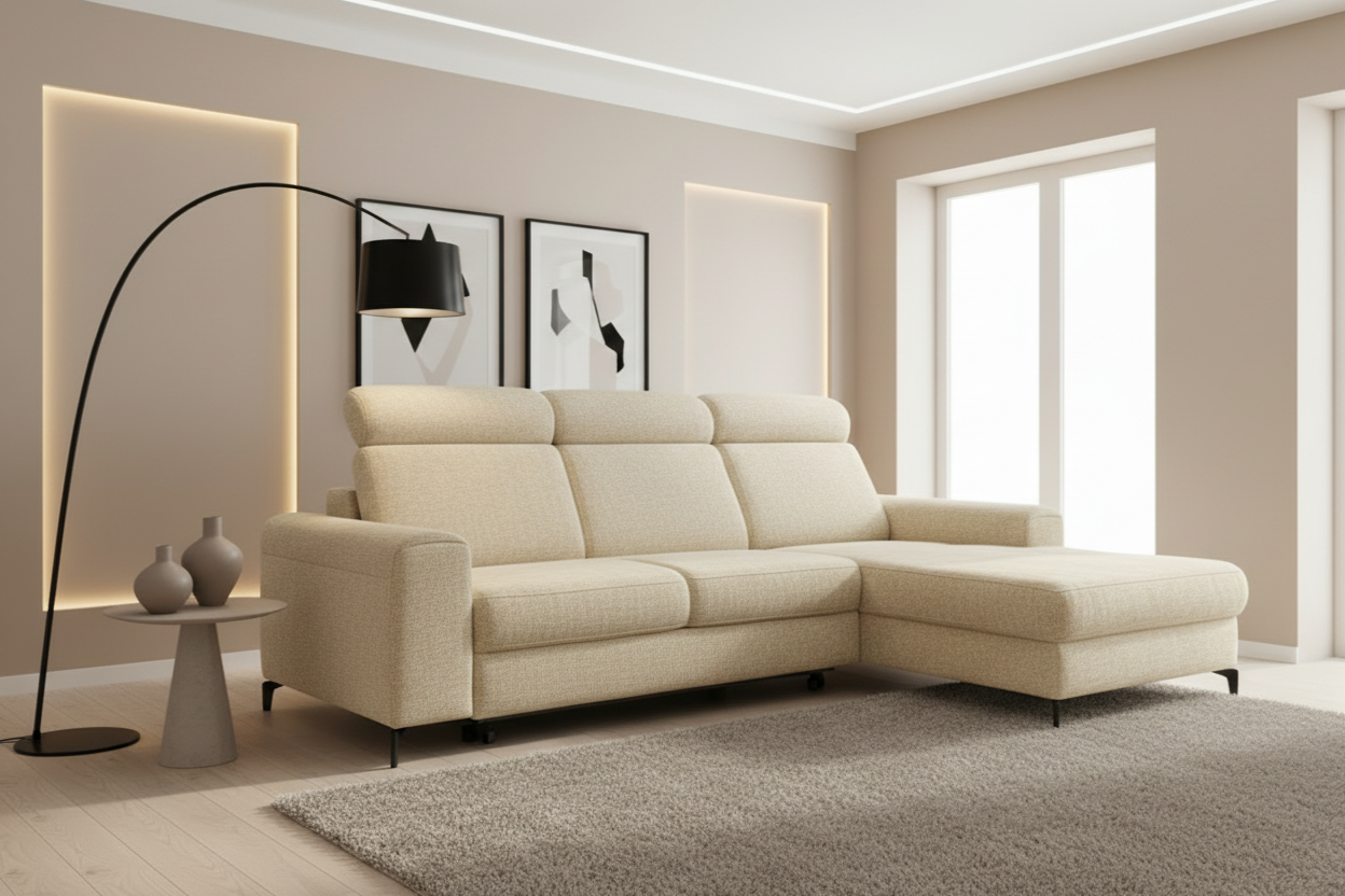 Notte Ecksofa Cream Schräg