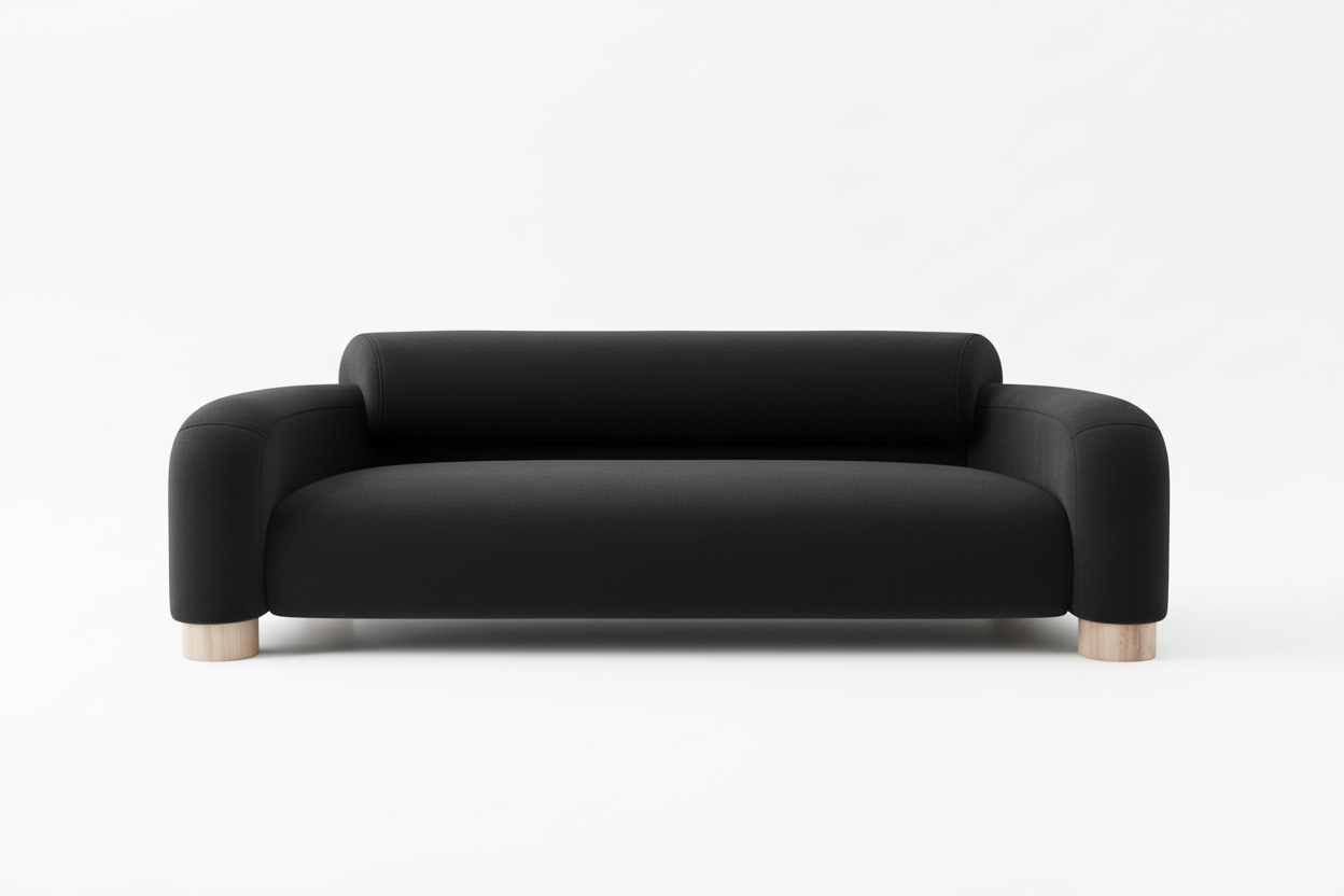 Path Sofa Frontalansicht Schwarz näher