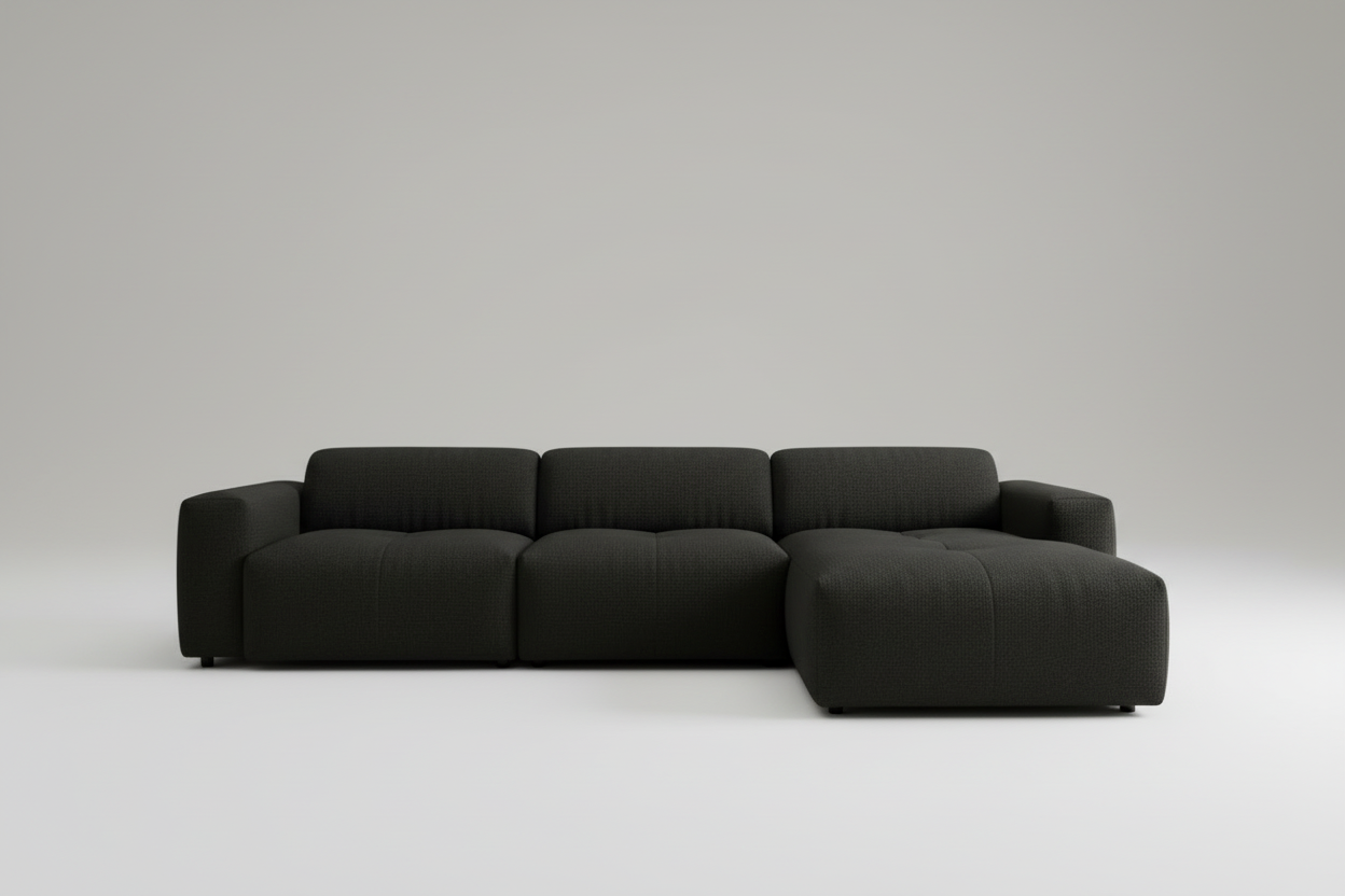 Schwarzes Sofa Frontansicht