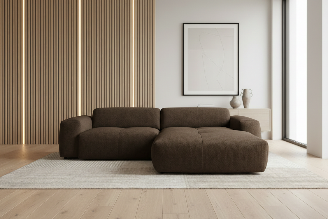 Designer Ecksofa Calm modular 3-Sitzer in Bouclé