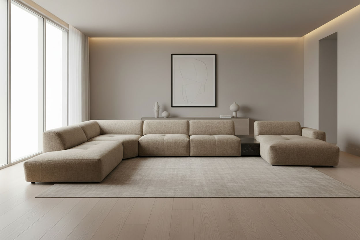 Sofa in Greige/Taupe Bouclé