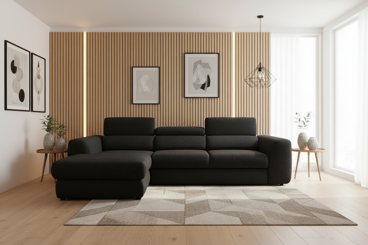 Designer Ecksofa Bluvel I mit Schlaffunktion & Bettkasten in Chenille