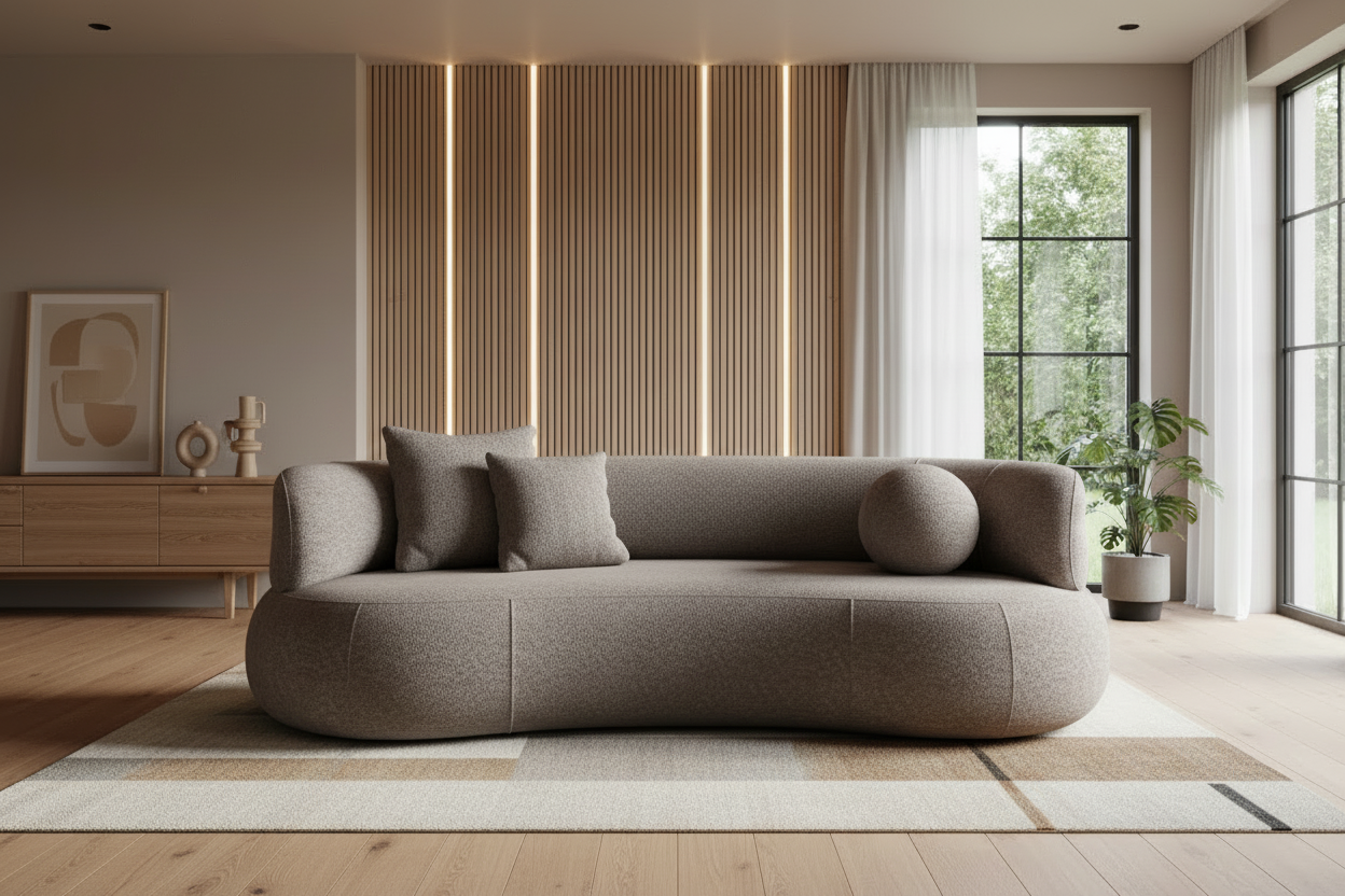 Soul Two Arm Sofa in Abriamo 02 Bouclé