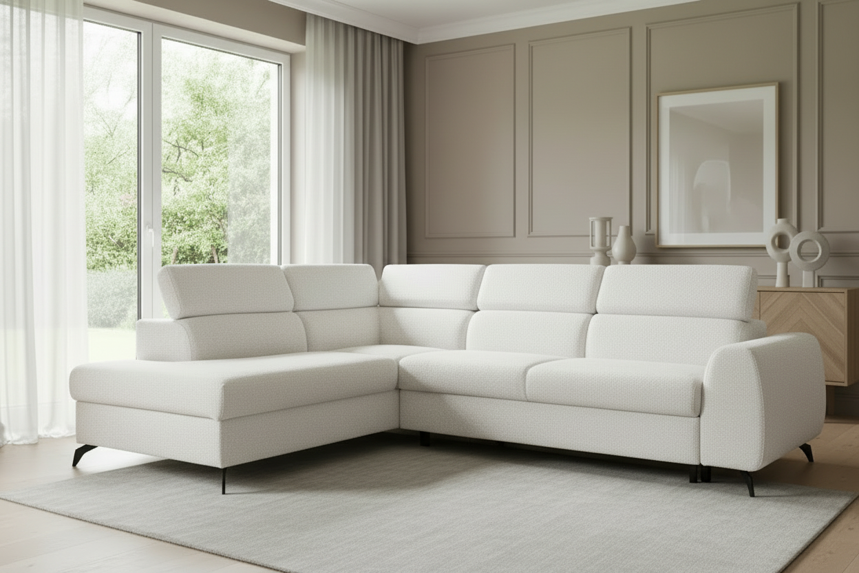 Weißes Sofa Frontansicht aus der Entfernung