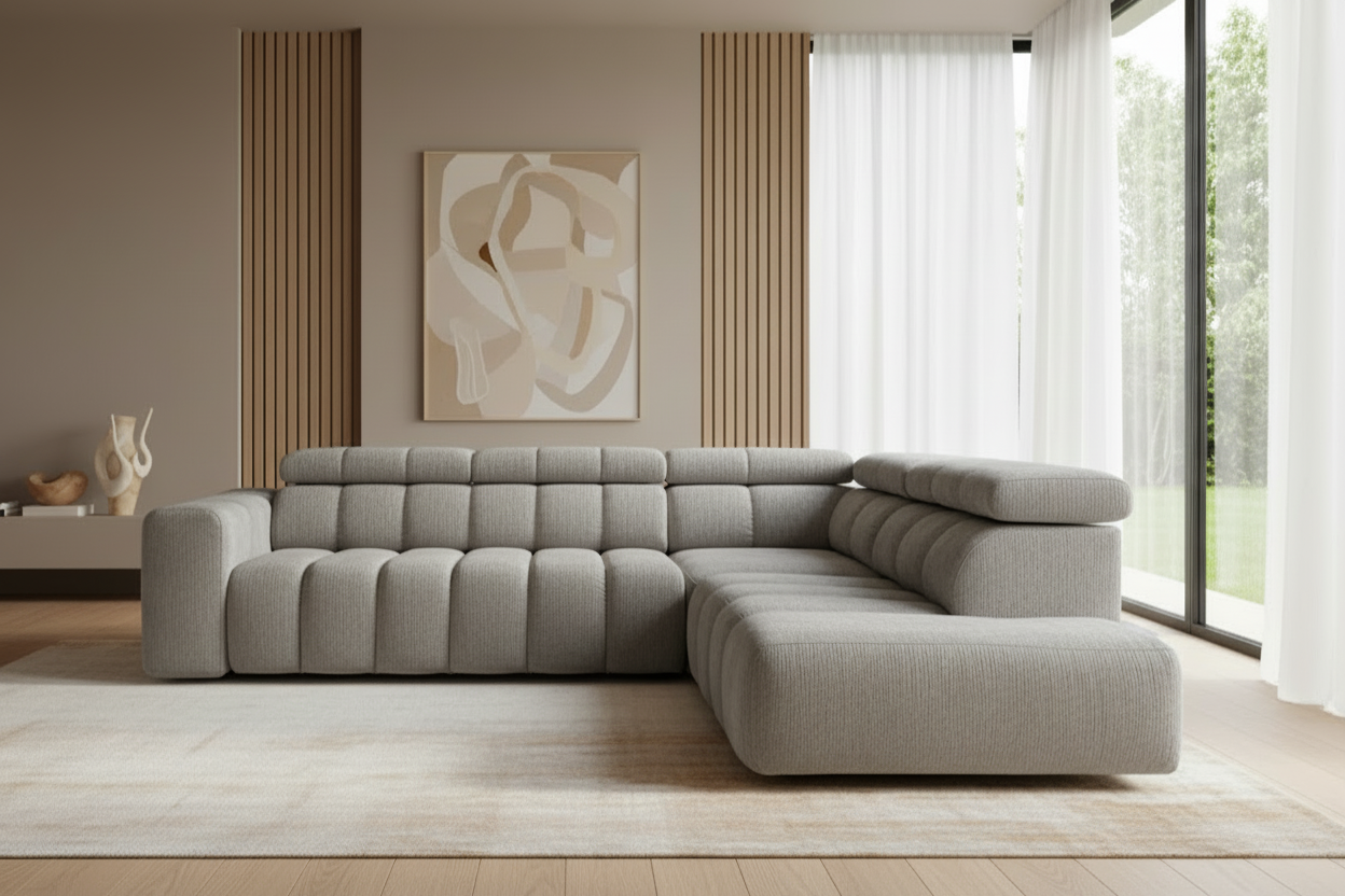 Zürich Ecksofa in Hellgrau Chenille