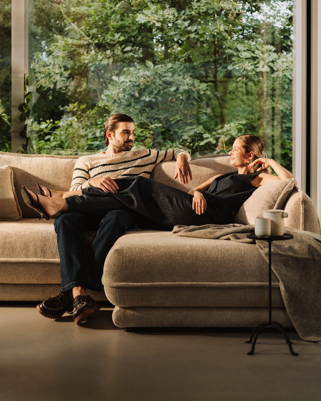 Designer Ecksofa Mojave I mit Schlaf- und Klappfunktion in Stoff