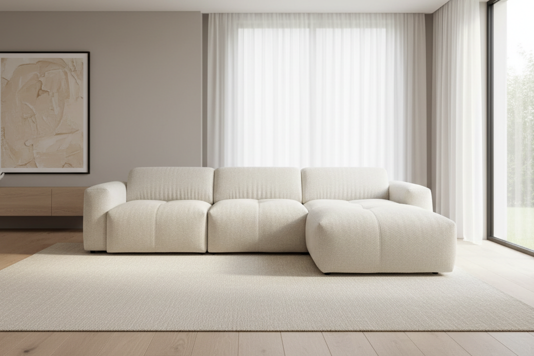 Designer L Ecksofa Calm modular in Bouclé