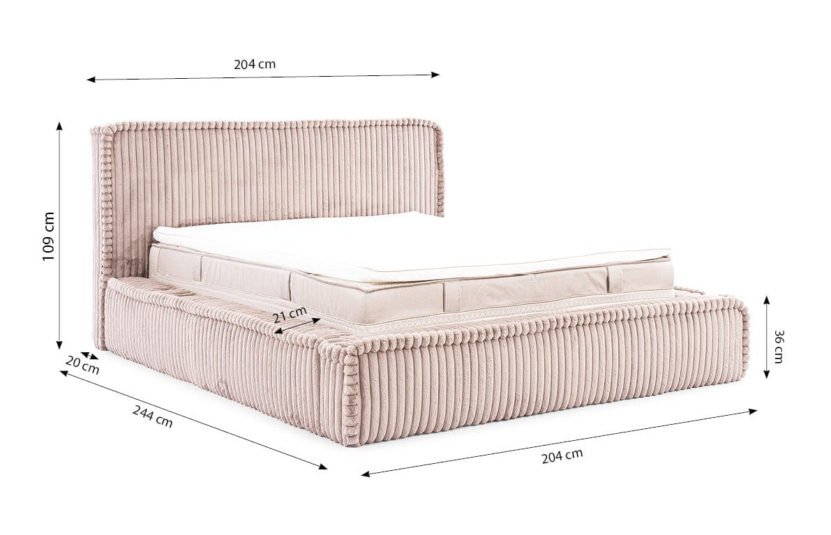 Designer Polsterbett Midas Cord mit Stauraum