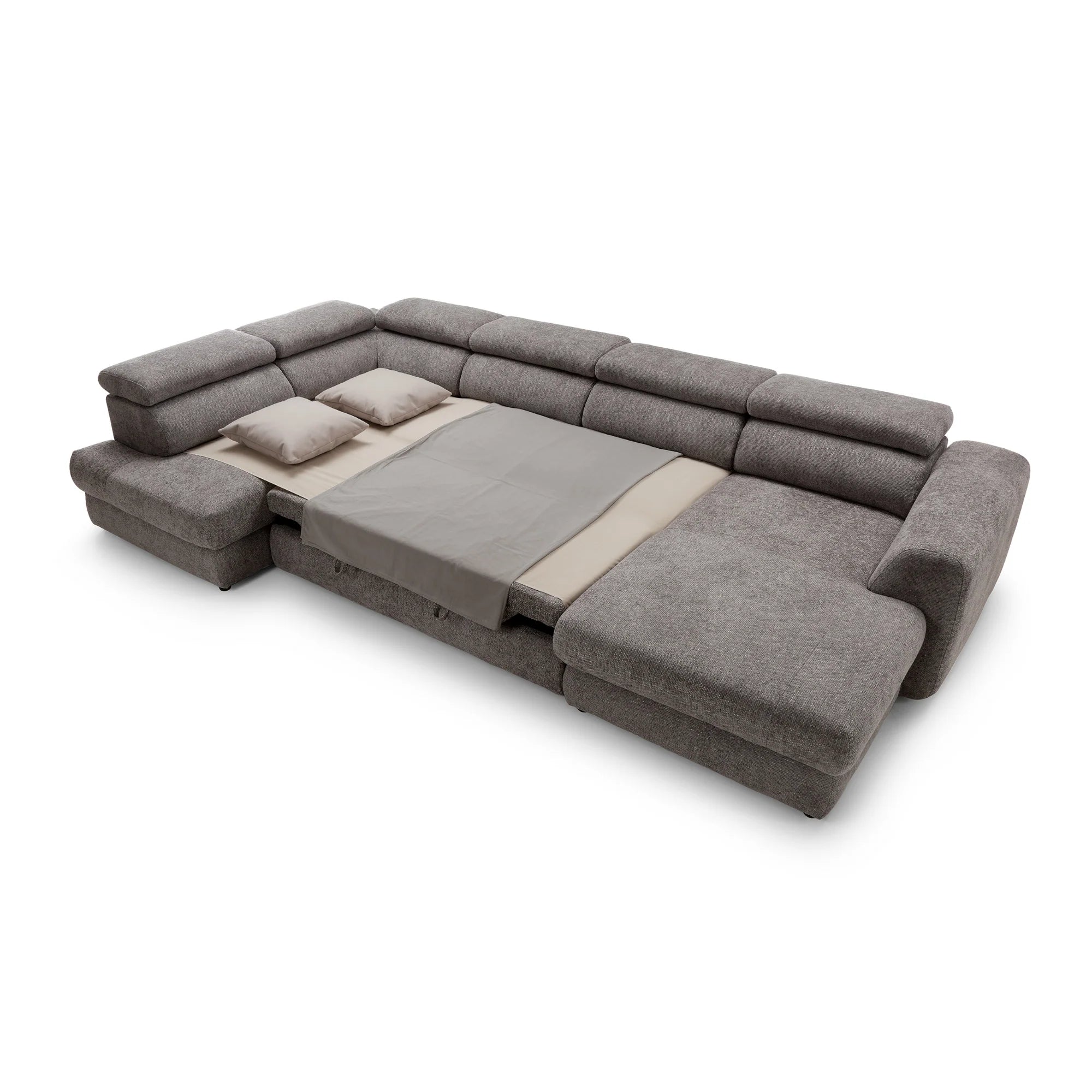 Designer Ecksofa Bluvel III mit Schlaffunktion & Bettkasten in Chenille