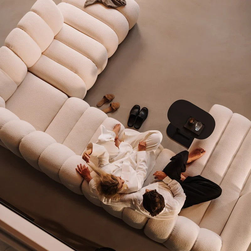 Designer Ecksofa Bummel L modular in Bouclé