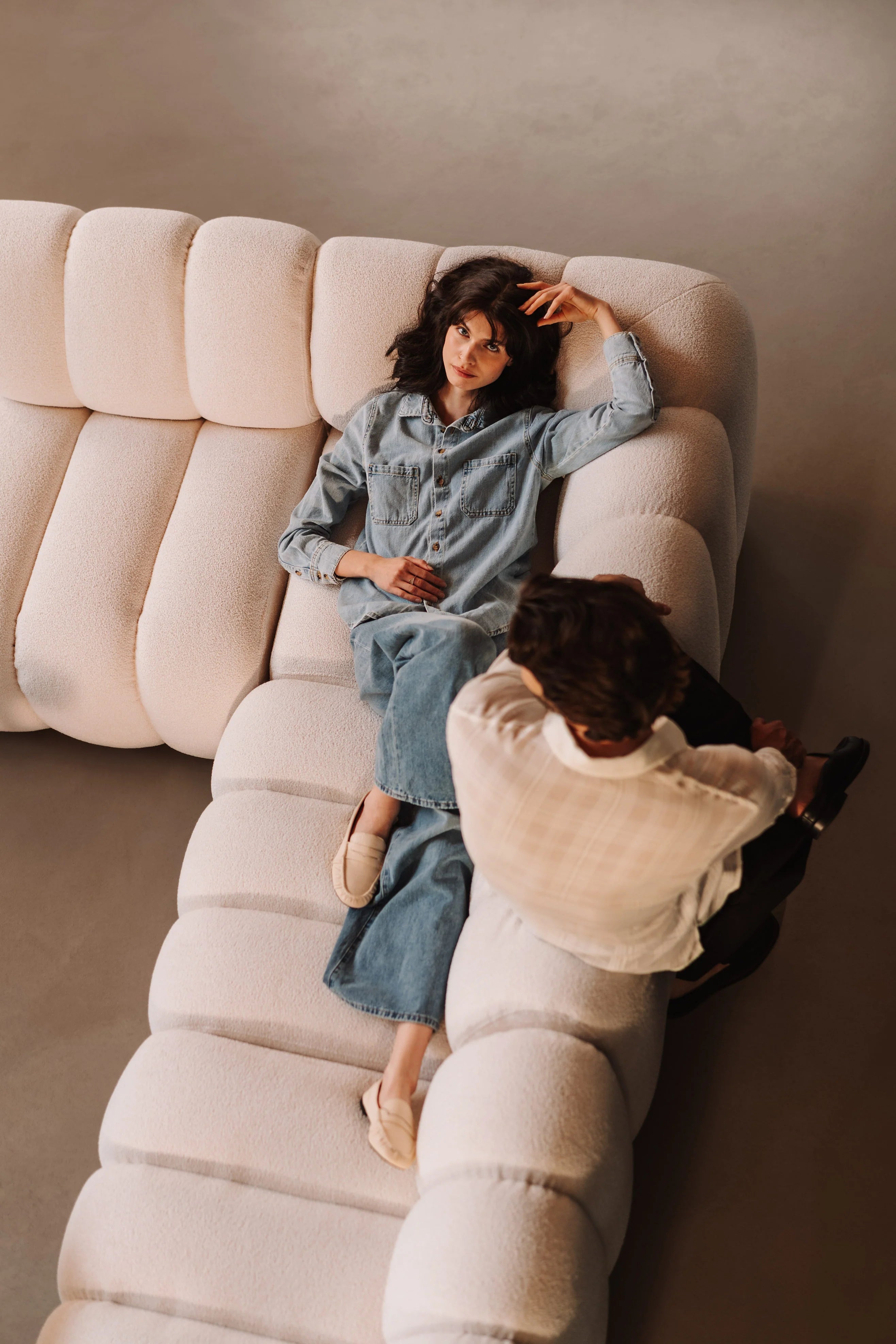 Designer Wohnlandschaft Bummel modular in Bouclé