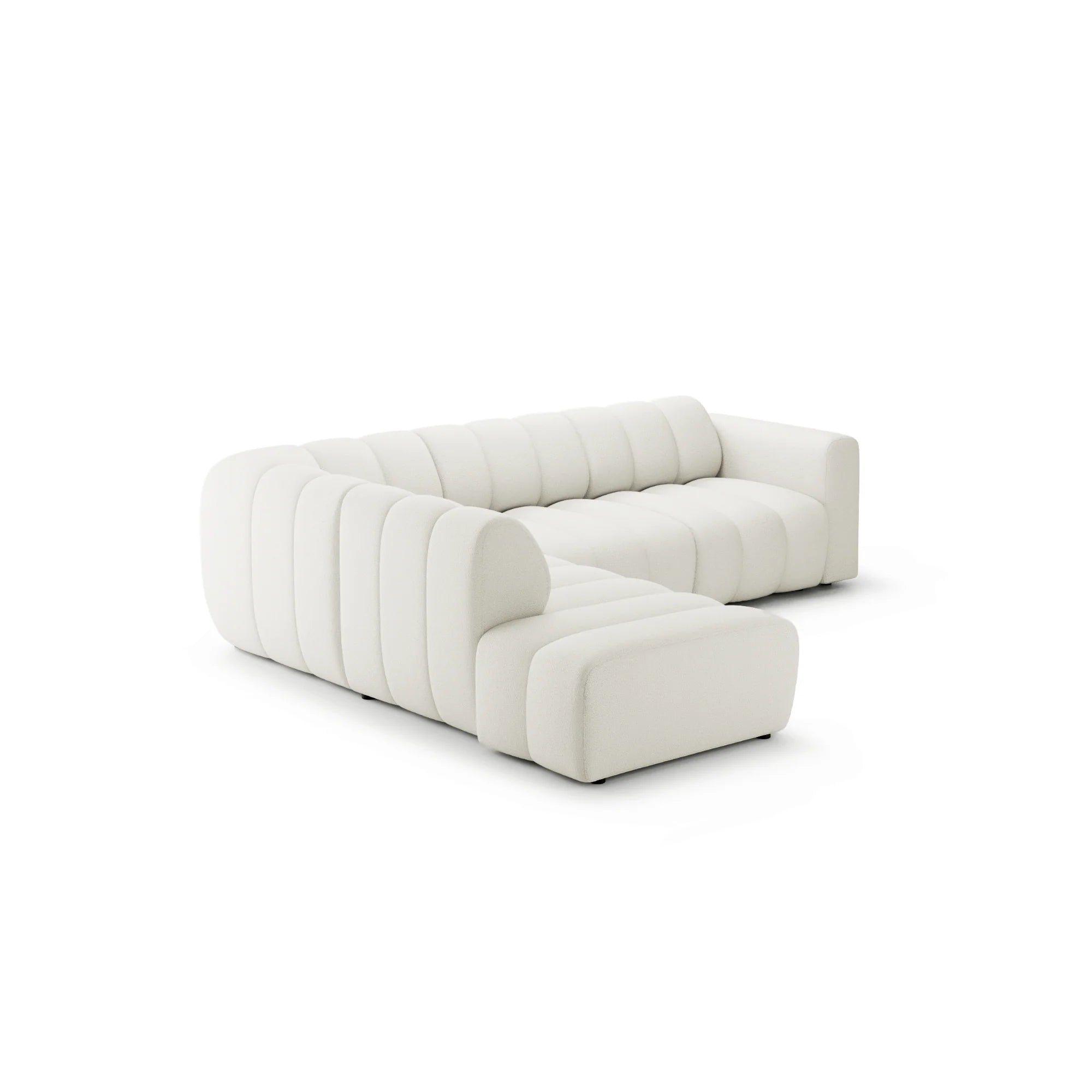 Designer Bummel L Ecksofa modular in Bouclé