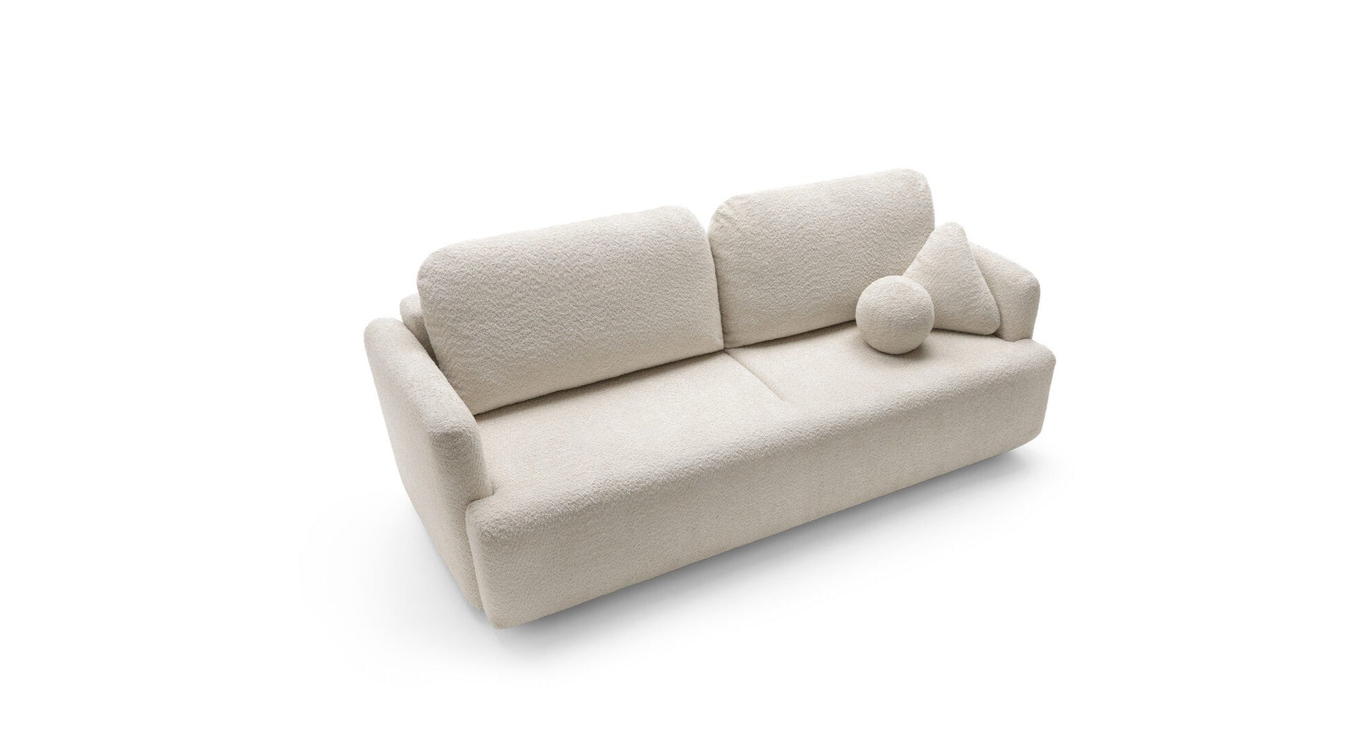 Designer Sofa Cloud Bouclé mit Schlaffunktion und Stauraum