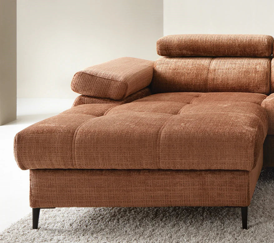 Designer Ecksofa Córdoba I mit Schlaffunktion & Bettkasten in Chenille