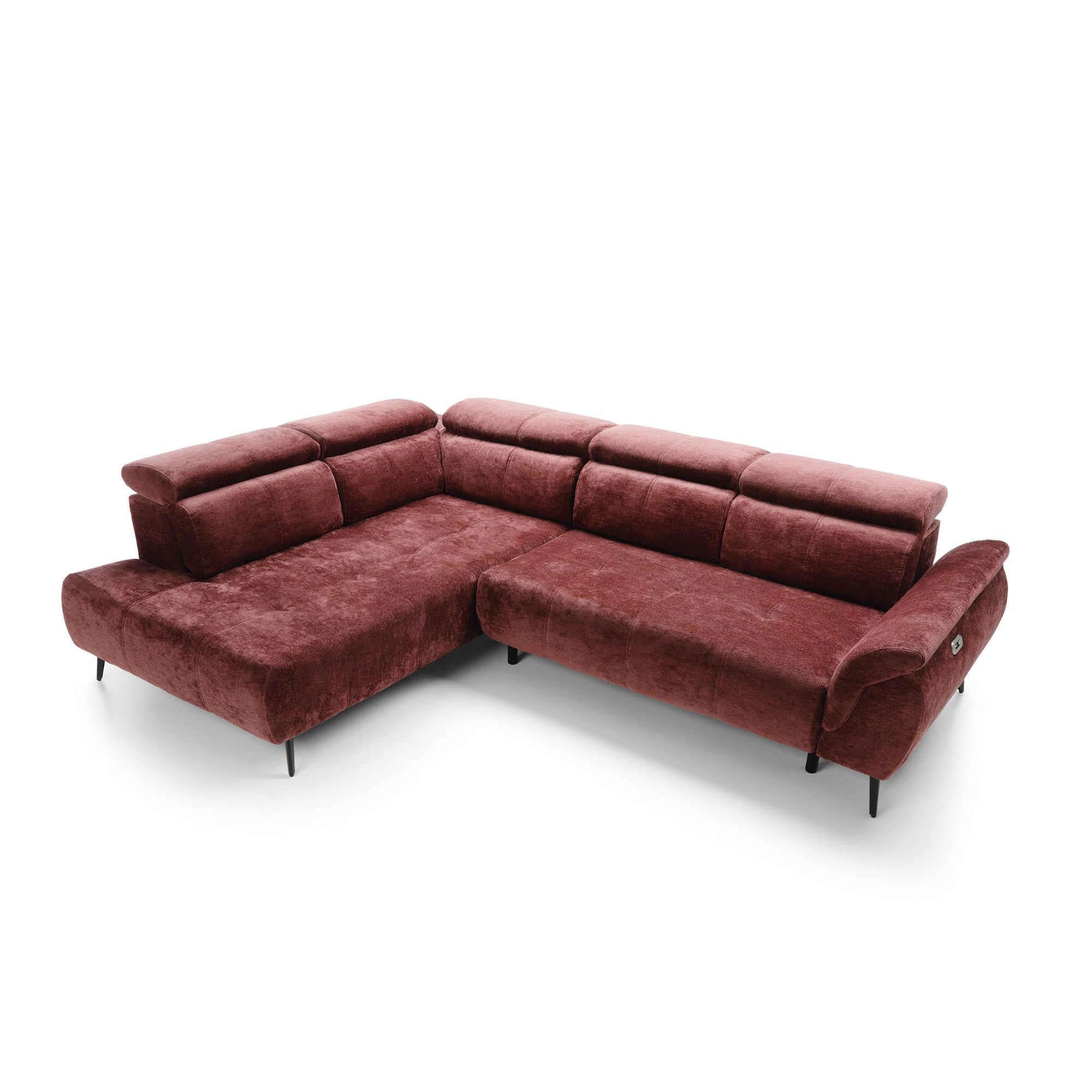 Designer Ecksofa Genova II mit elektrischer Sitzverlängerung in Chenille