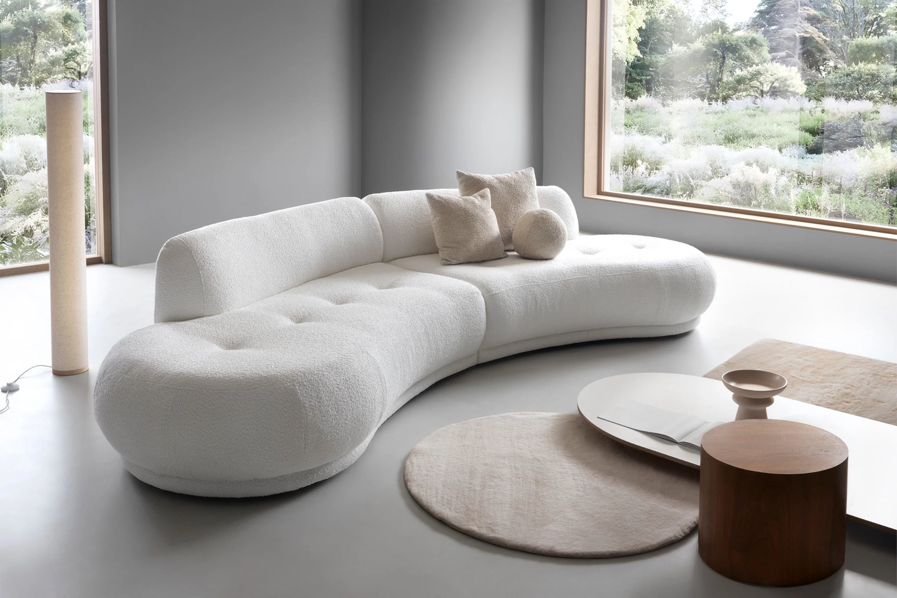 Designer Sofa Gio 5-Sitzer modular in Bouclé