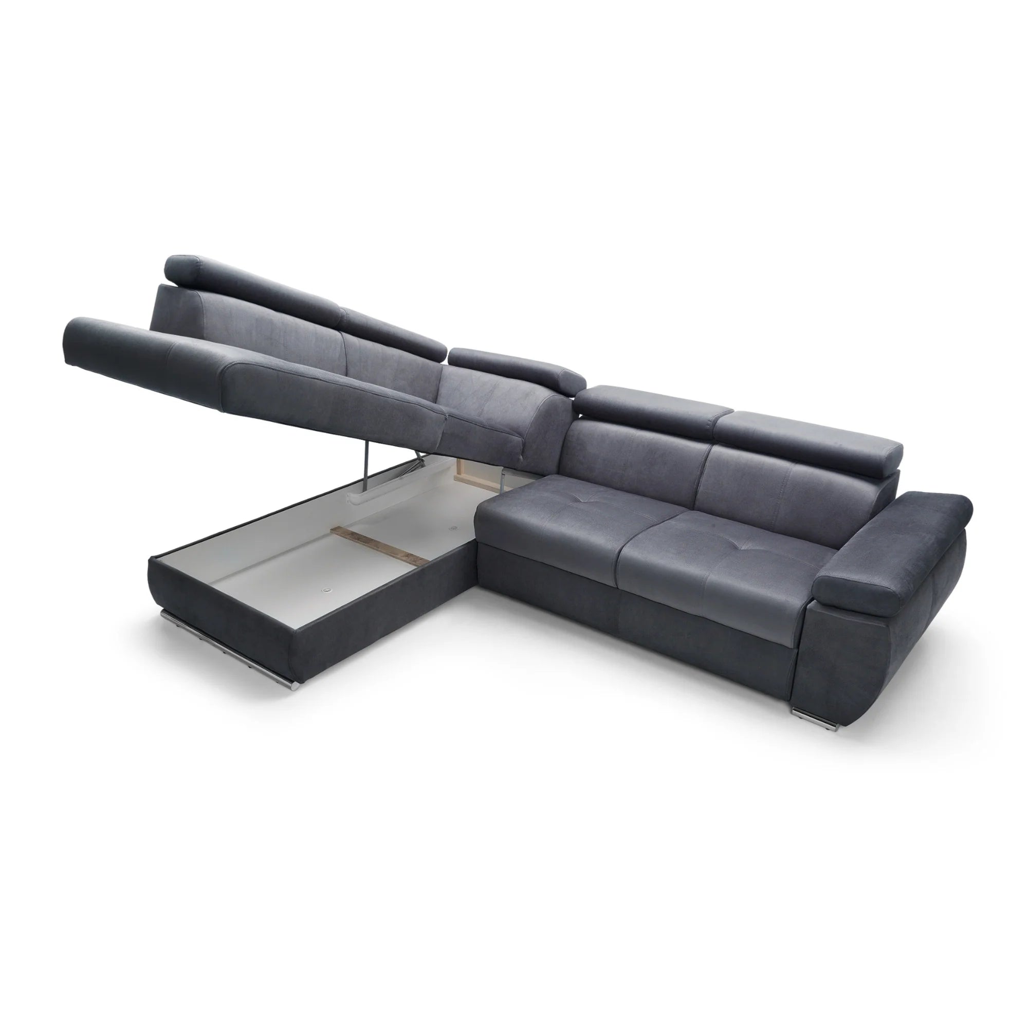 Designer Ecksofa Lizbona II mit Schlaffunktion & Bettkasten in Samt