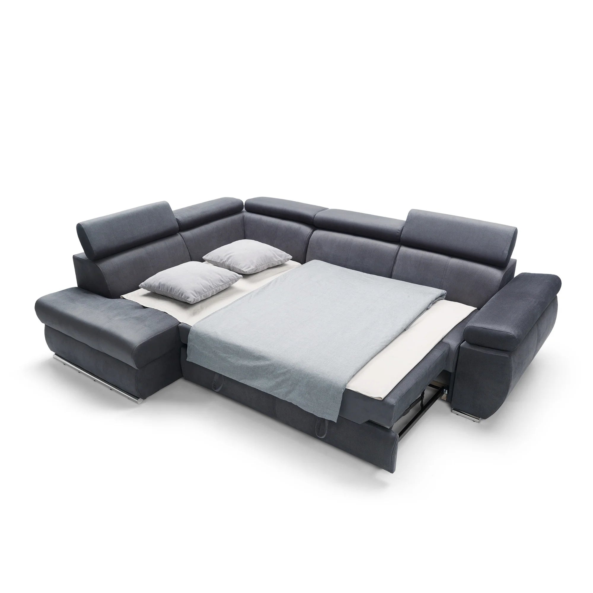 Designer Ecksofa Lizbona II mit Schlaffunktion & Bettkasten in Samt