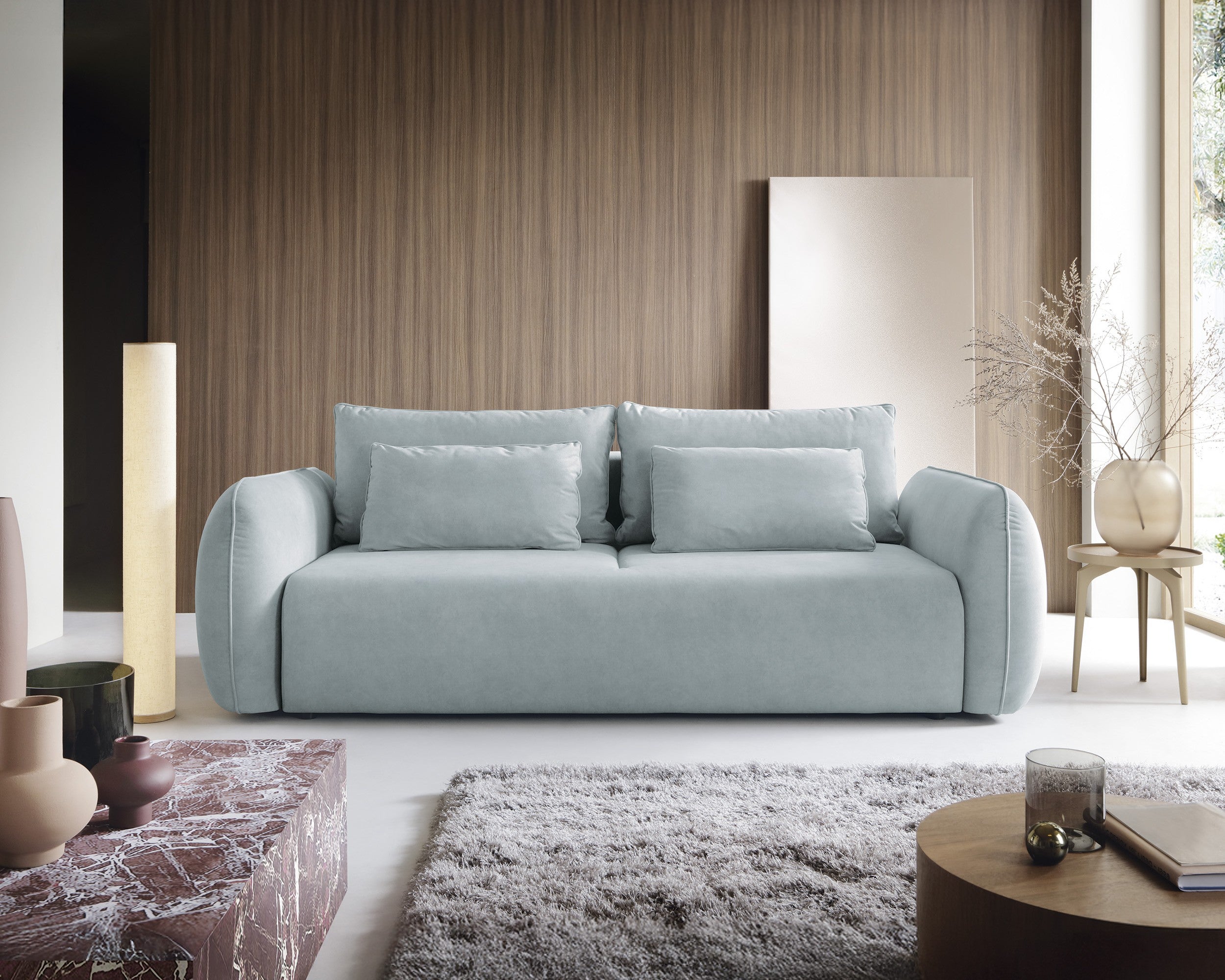 Designer Maloy Sofa  mit Schlaffunktion & Bettkasten in Samt