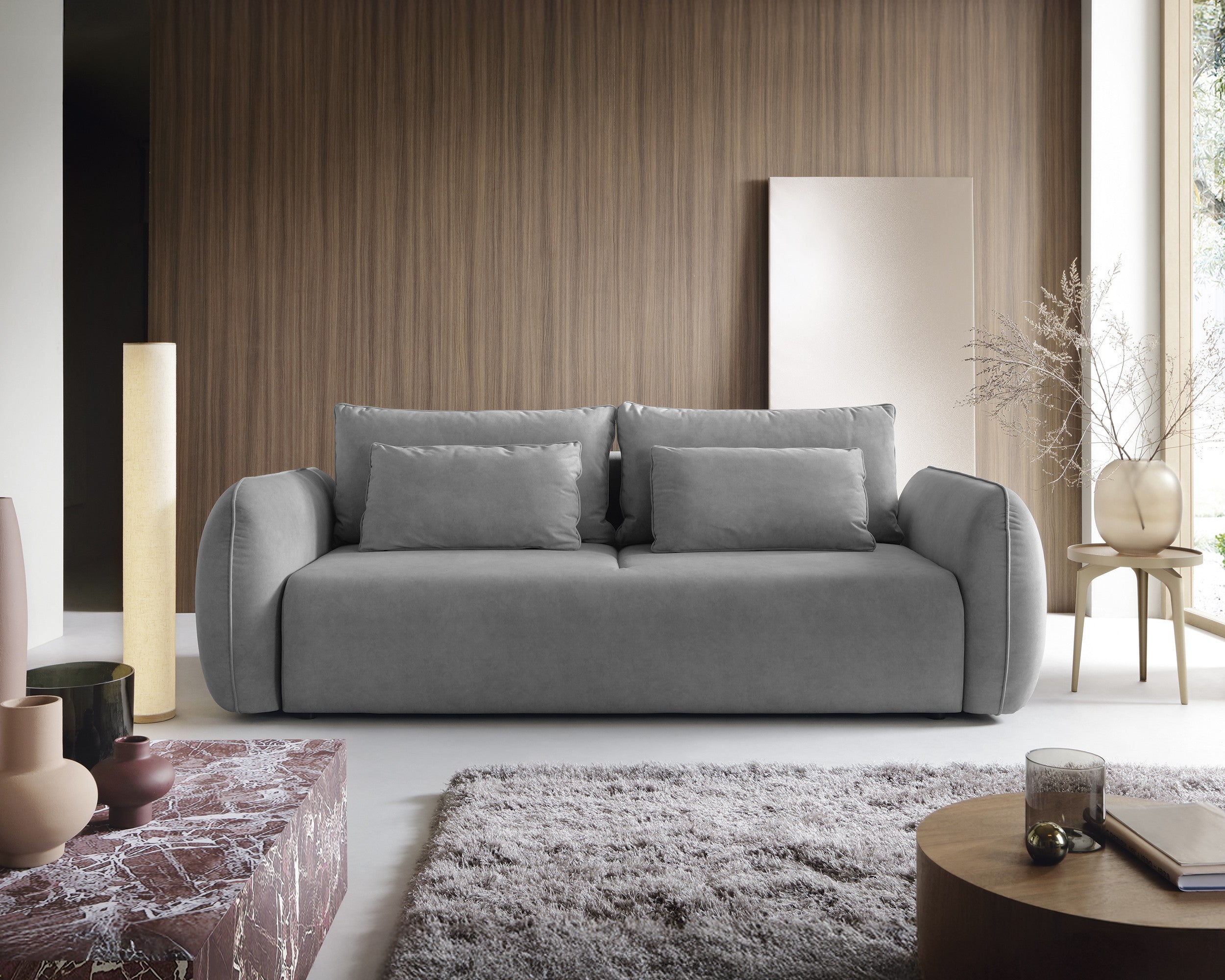 Designer Maloy Sofa  mit Schlaffunktion & Bettkasten in Samt