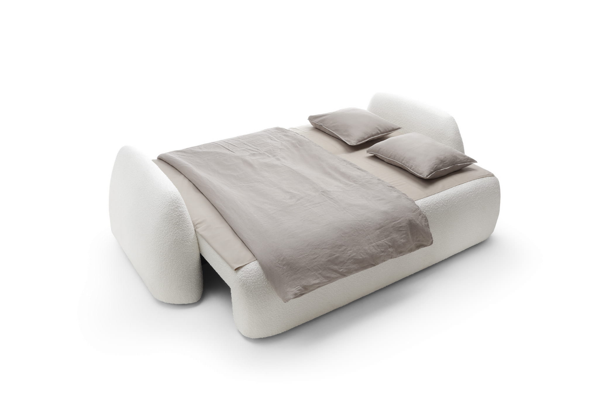 Designer Sofa Monsoon mit Schlaff- & Bettkasten in Bouclé