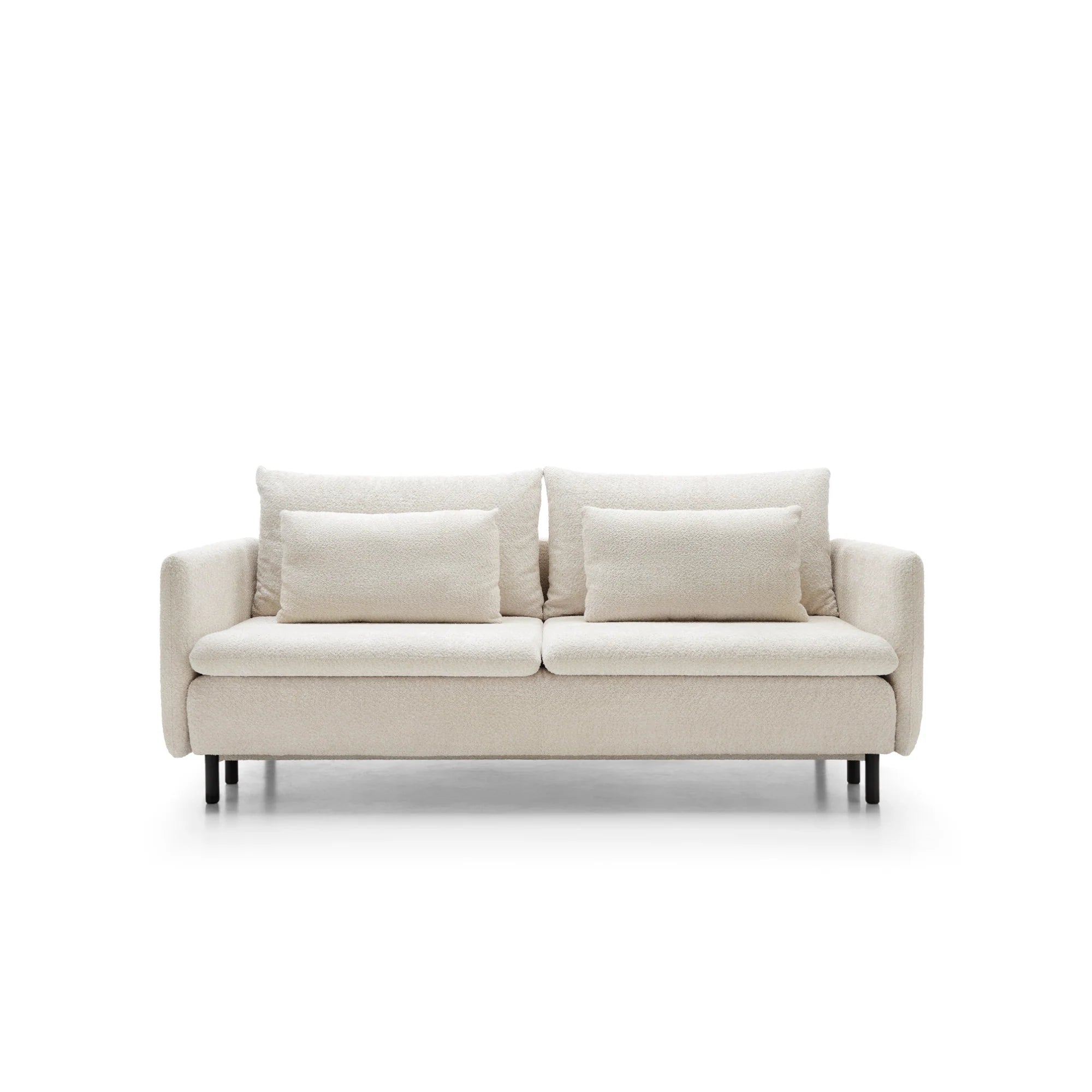 Designer 2‑Sitzer Sofa Mora mit Schlaffunktion in Bouclé