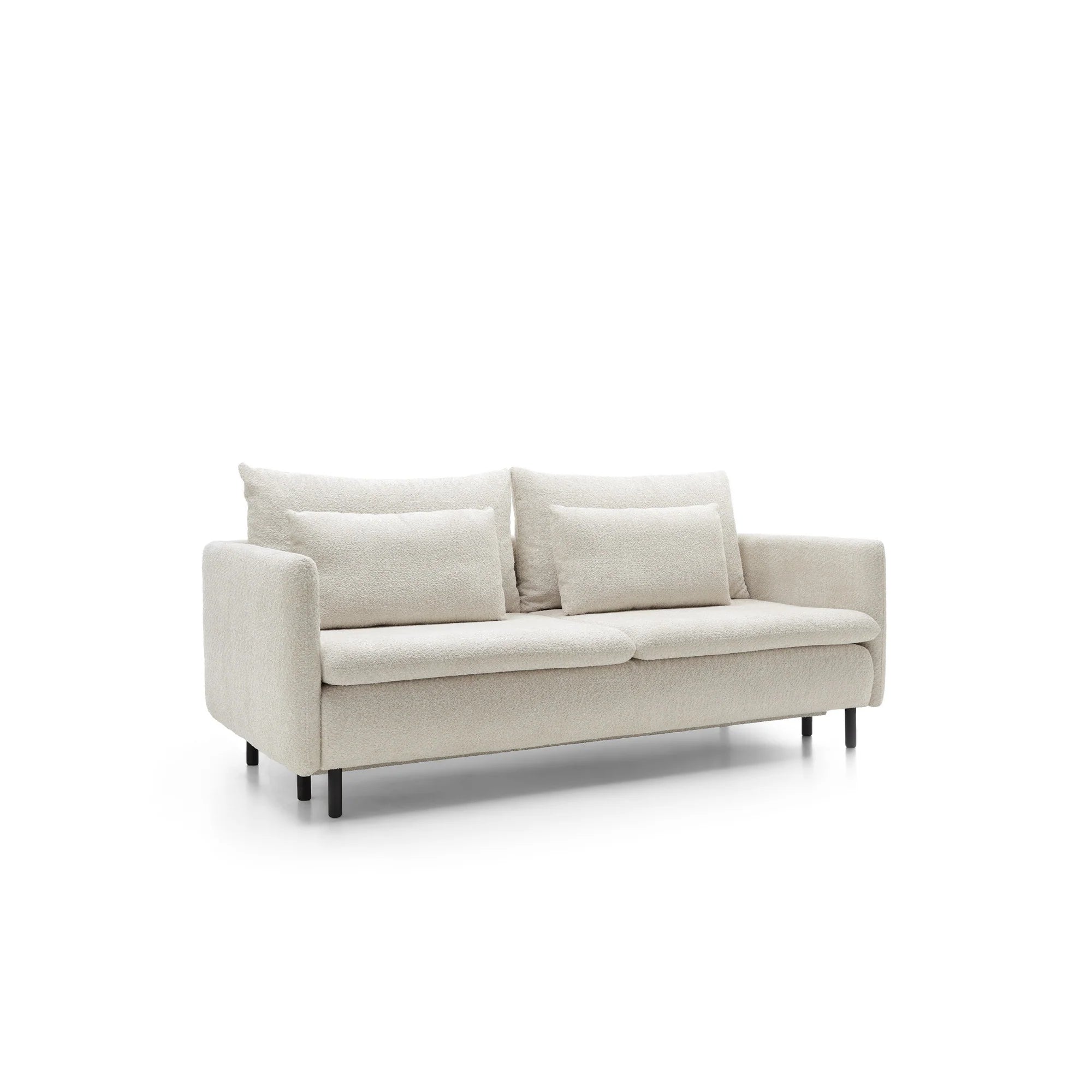 Designer 2‑Sitzer Sofa Mora mit Schlaffunktion in Bouclé