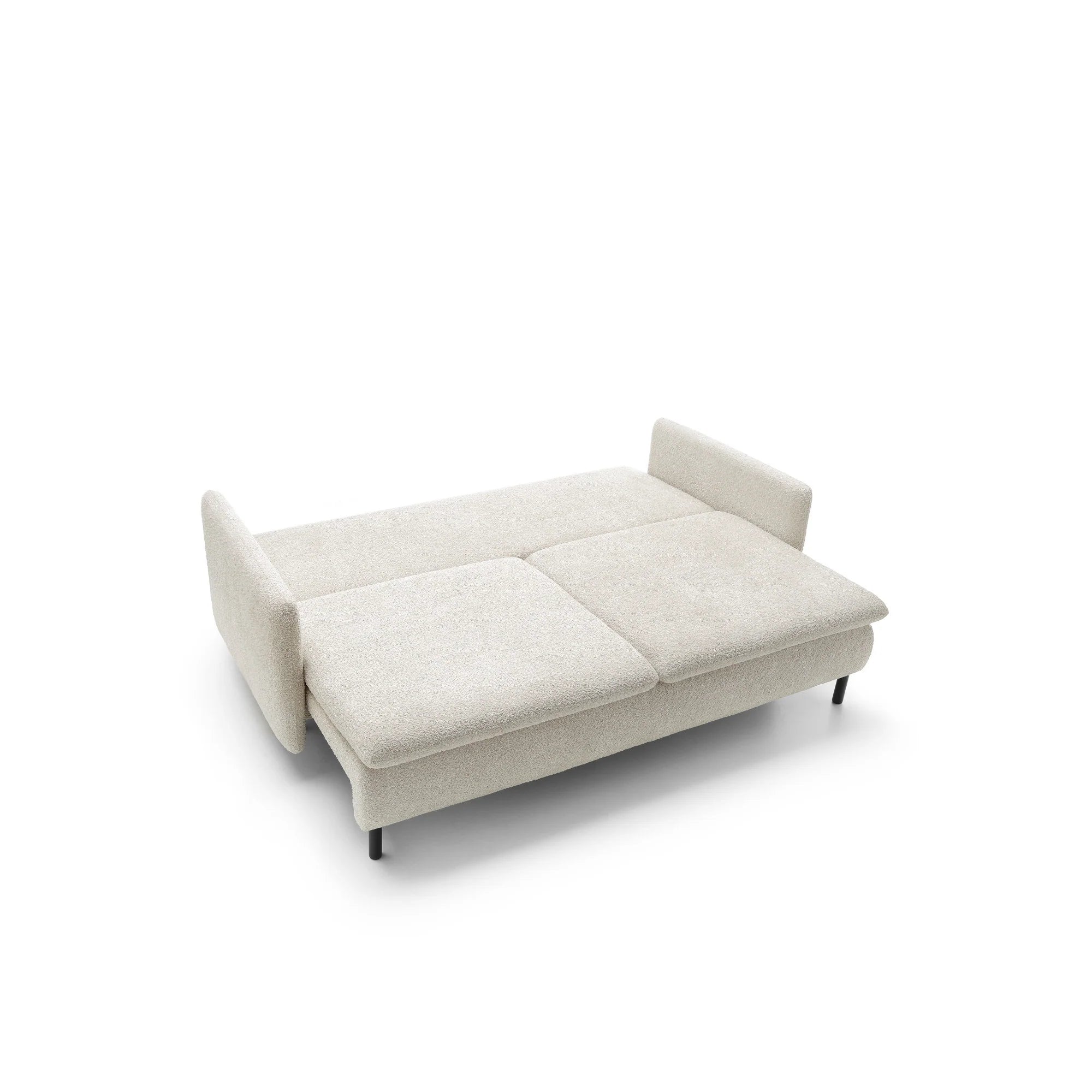 Designer 2‑Sitzer Sofa Mora mit Schlaffunktion in Bouclé