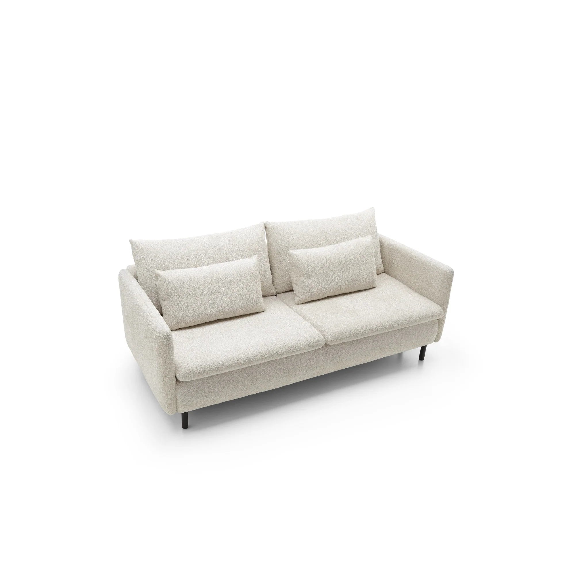 Designer 2‑Sitzer Sofa Mora mit Schlaffunktion in Bouclé