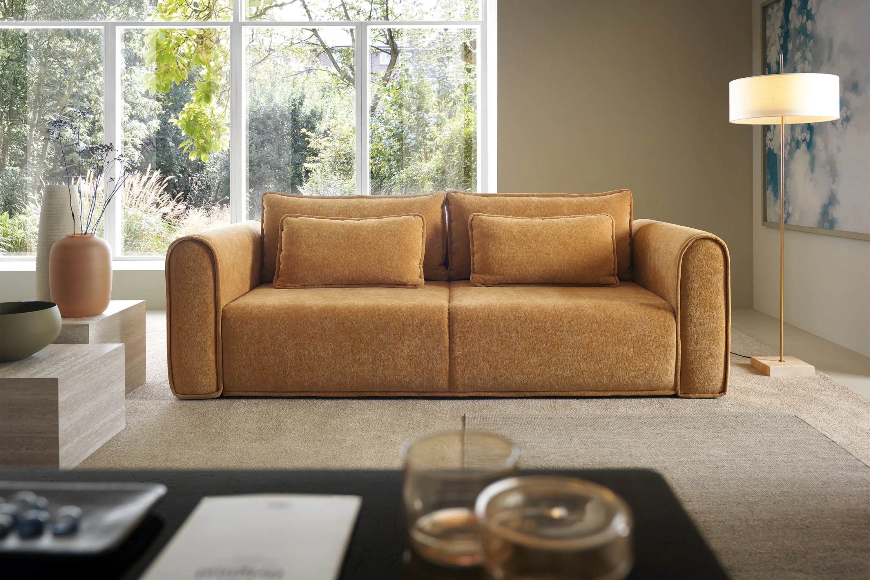 Designer 3-Sitzer Sofa Munro mit Schlaffunktion in Stoff