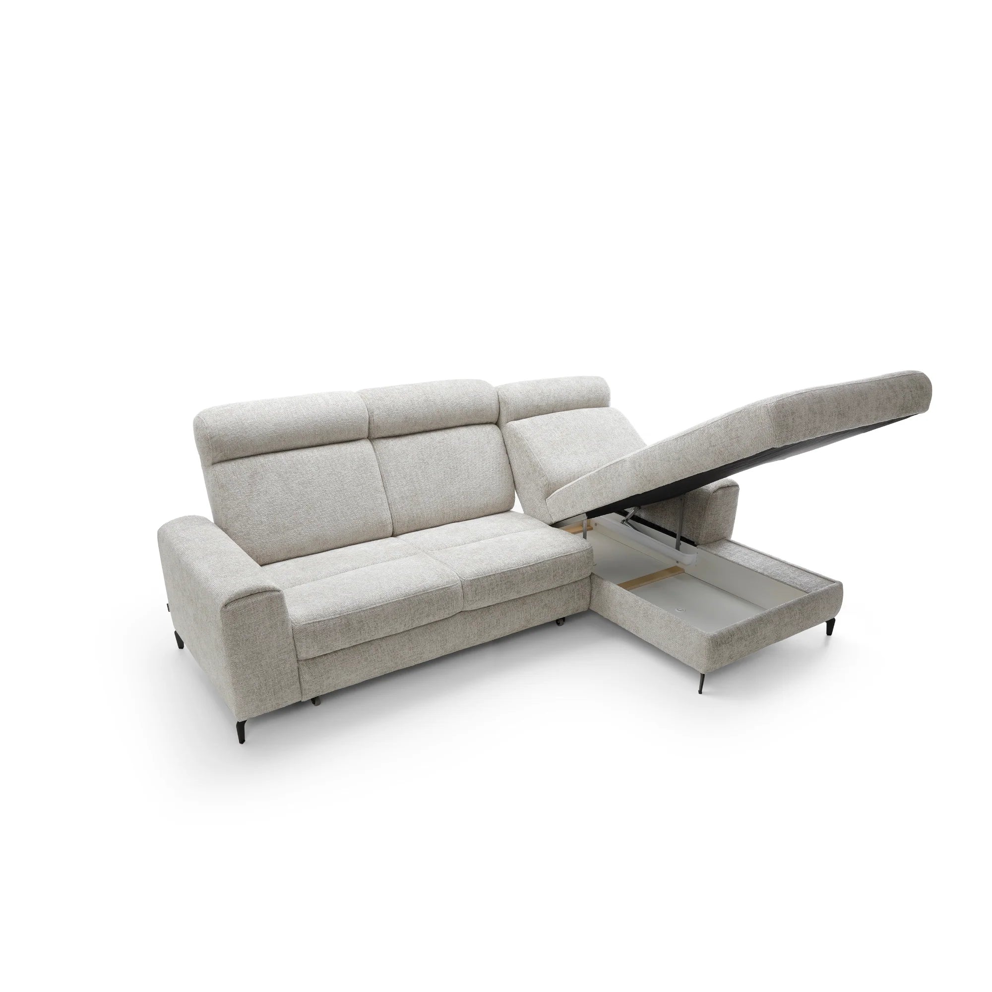 Designer Ecksofa Notte mit Schlaffunktion & Bettkasten in Chenille