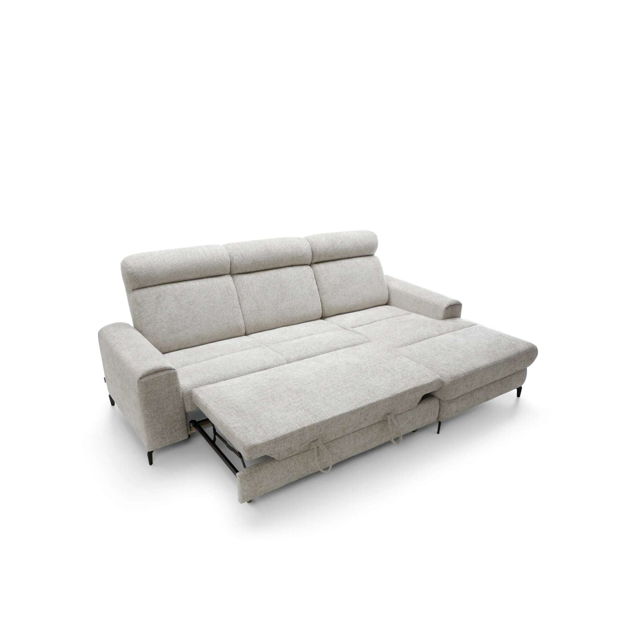 Designer Ecksofa Notte mit Schlaffunktion & Bettkasten in Chenille
