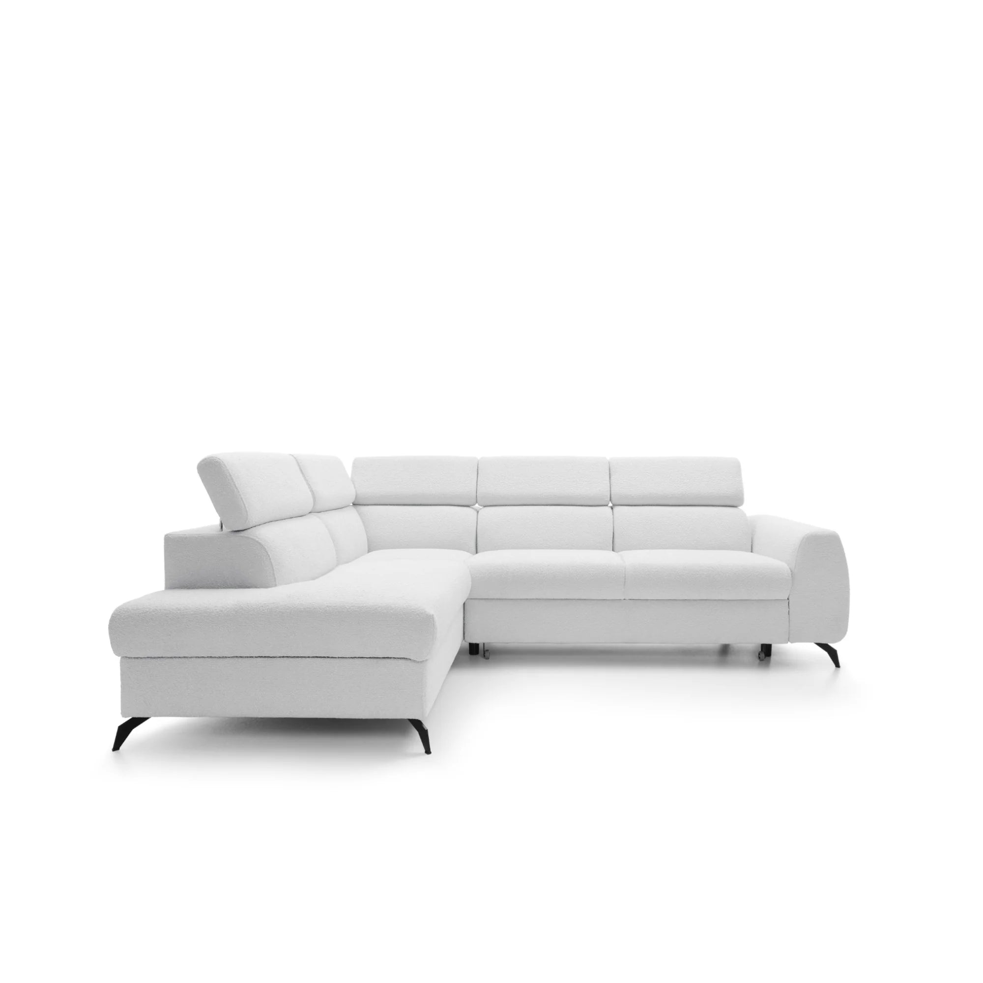 Designer Ecksofa Stille mit Schlaf- und Bettkasten Bouclé
