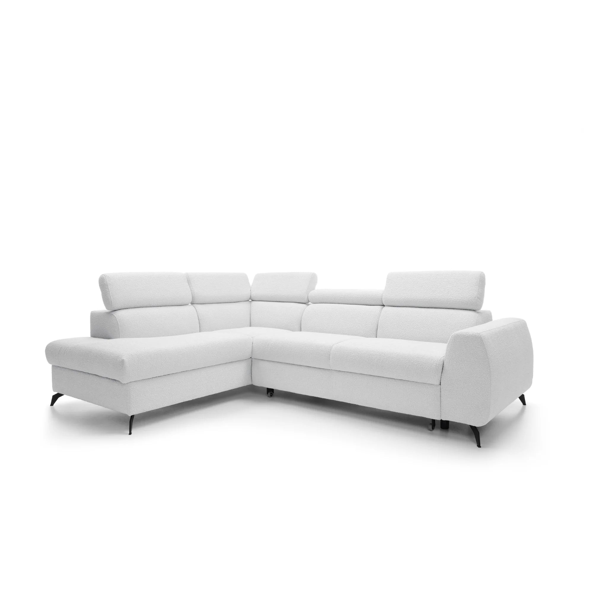 Designer Ecksofa Stille mit Schlaf- und Bettkasten Bouclé