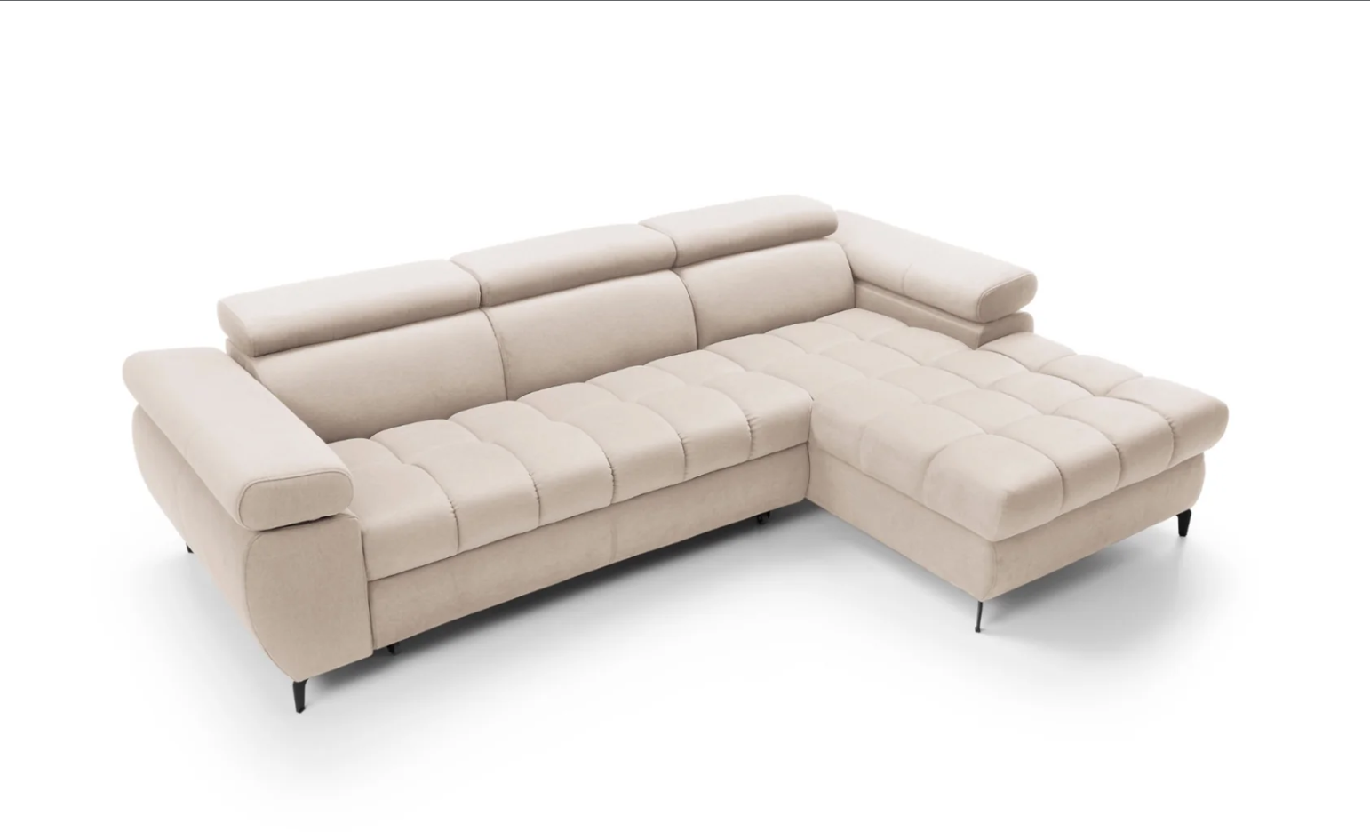 Designer Ecksofa Lugano I mit Schlaff- & Bettkasten in Samt