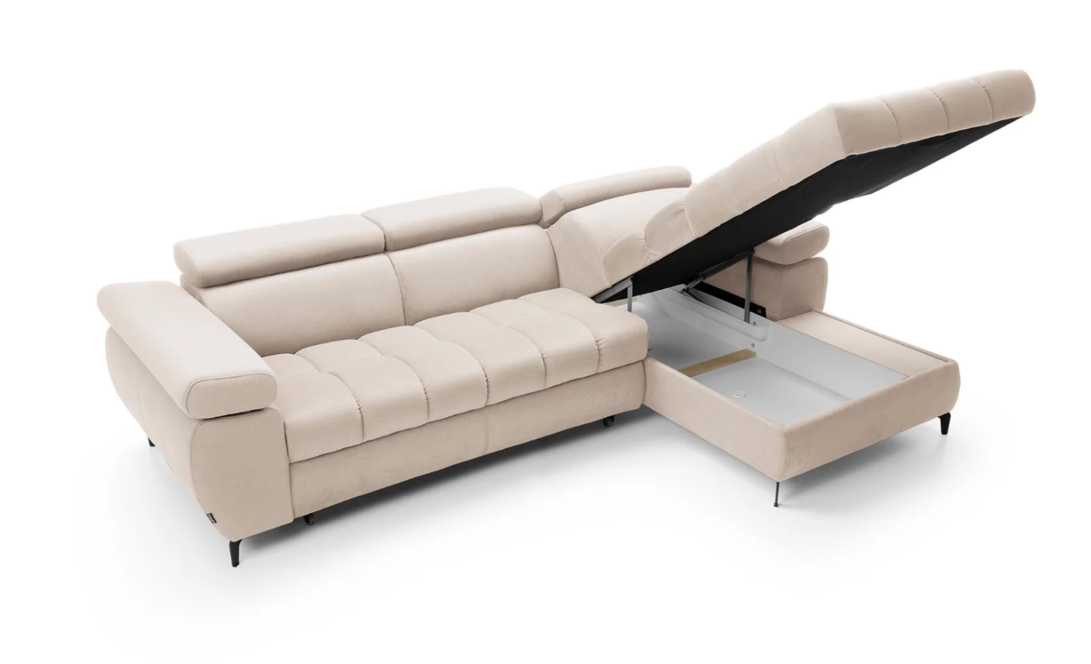 Designer Ecksofa Lugano I mit Schlaff- & Bettkasten in Samt