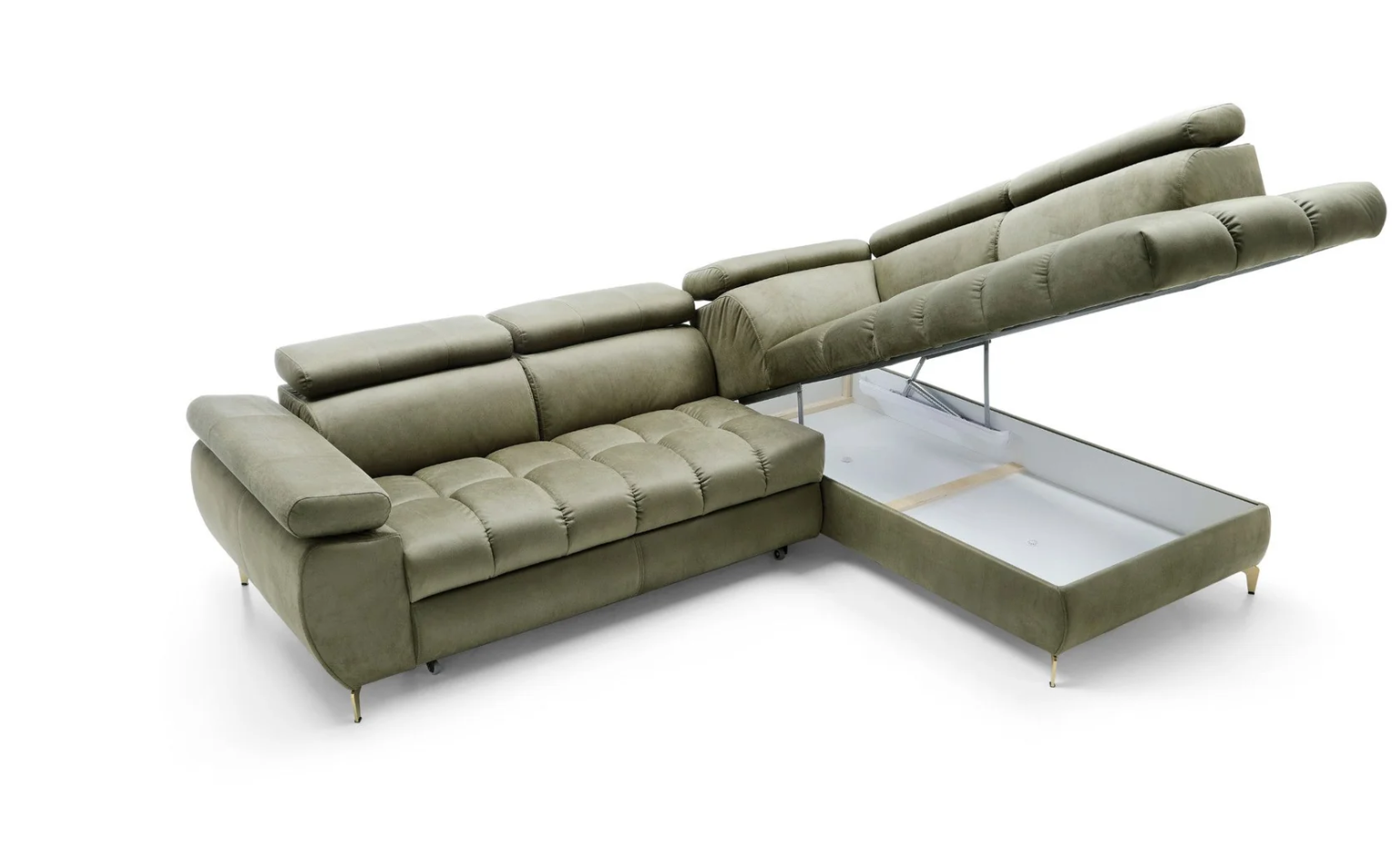 Designer Ecksofa Lugano II mit Schlaff- & Bettkasten in Samt