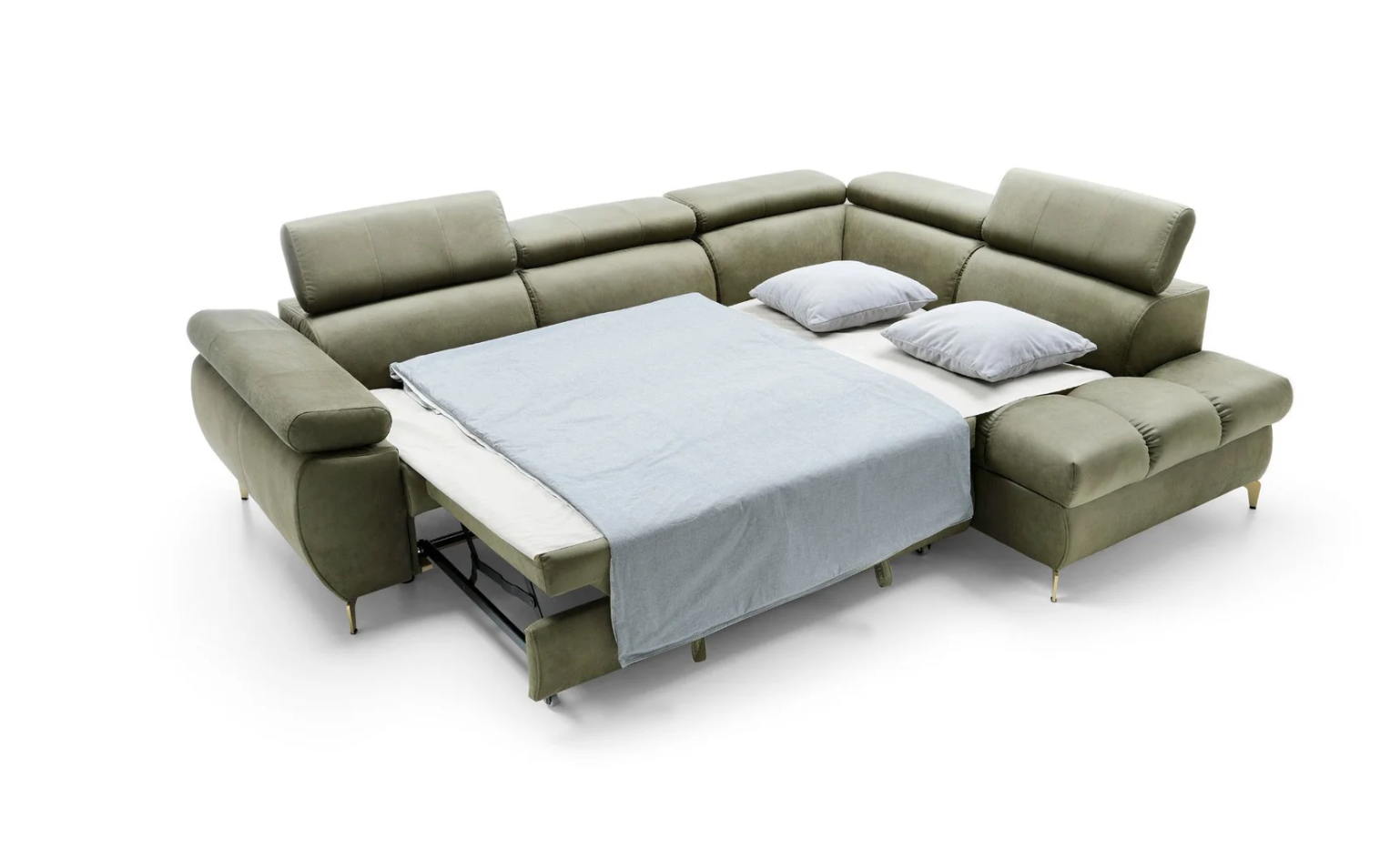 Designer Ecksofa Lugano II mit Schlaff- & Bettkasten in Samt