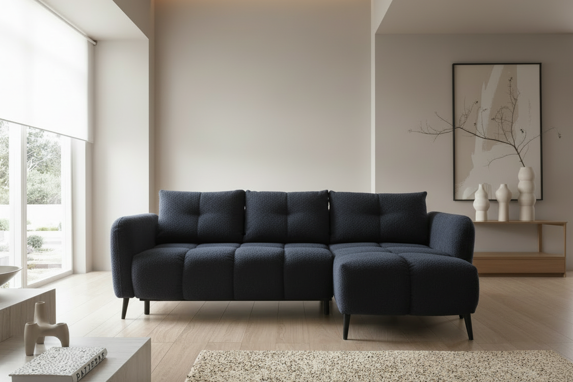 Designer Sofa Apollo mit Schlaffunktion & Bettkasten in Bouclé