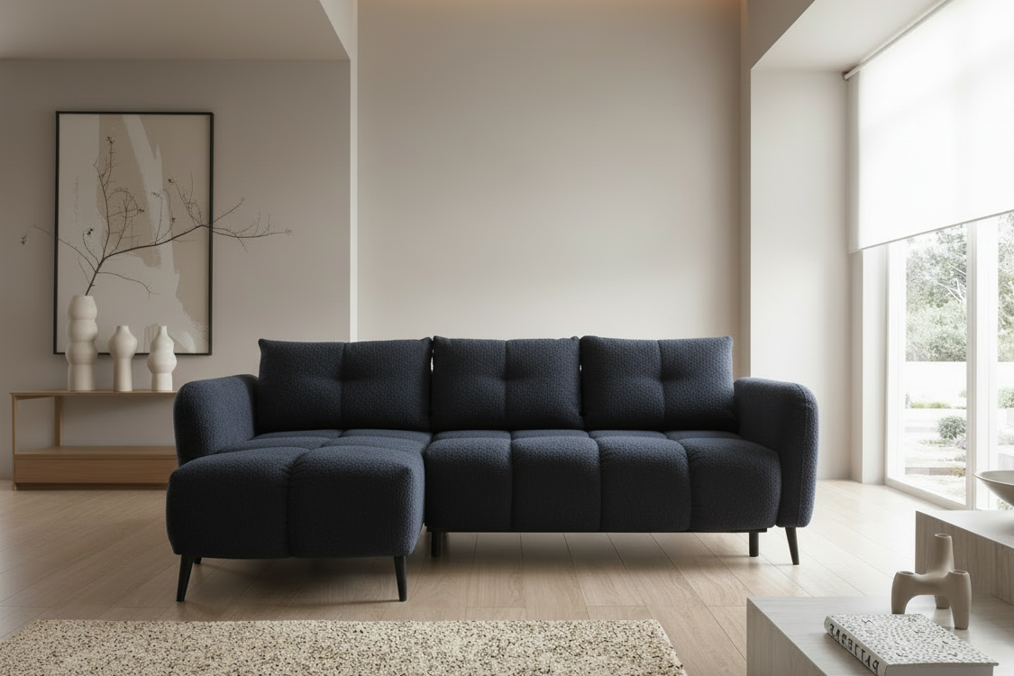 Designer Sofa Apollo mit Schlaffunktion & Bettkasten in Bouclé